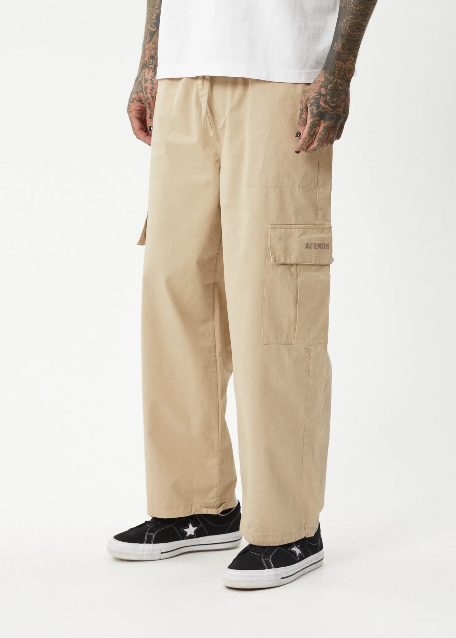 AFENDS Mens Atlas - Twill Cargo Pants - Taupe - Image 4