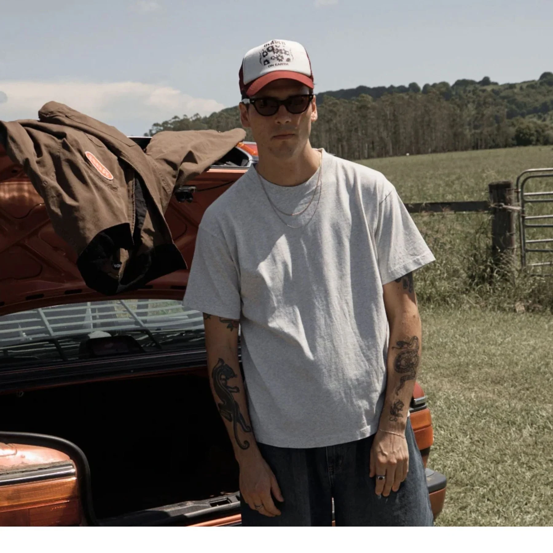 AFENDS Mens Classic Retro Tee in Shadow Grey Marle - Image 3