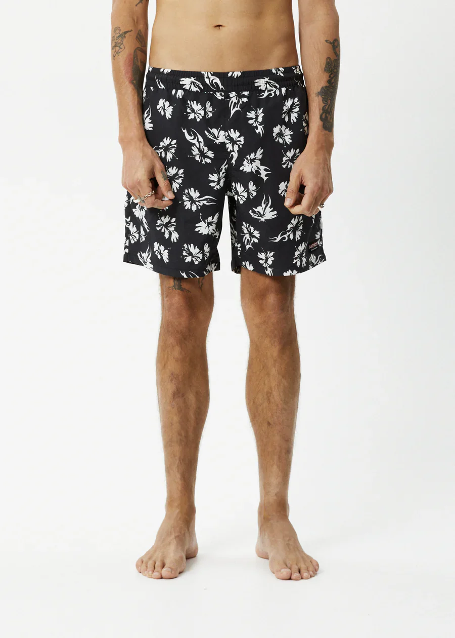 AFENDS Mens Hibiscus - Swim Short 18" - Black - Image 3
