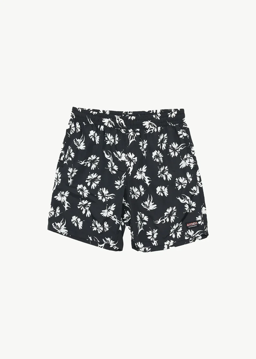 AFENDS Mens Hibiscus - Swim Short 18" - Black - Image 6