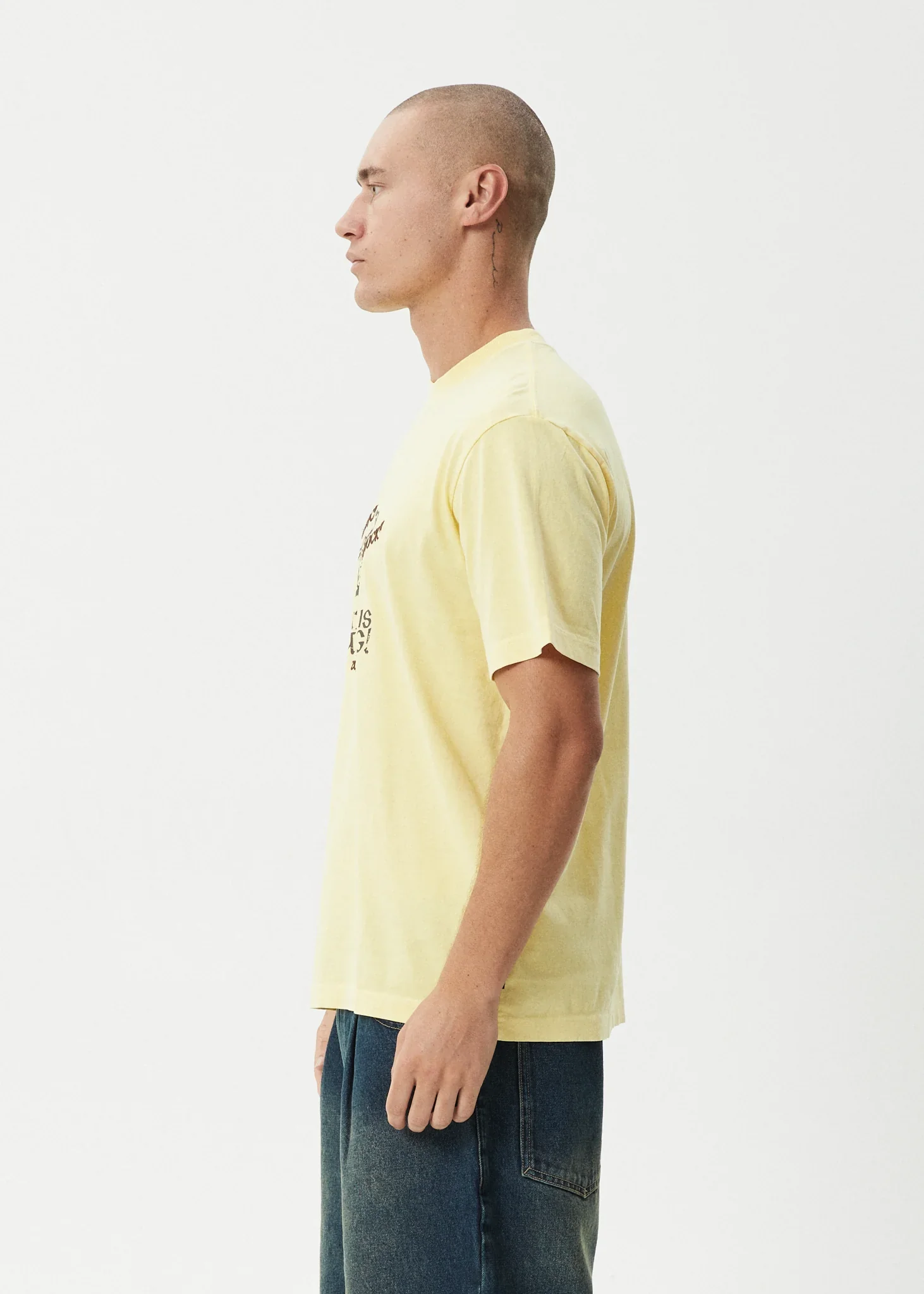AFENDS Mens Knock Knock - Retro Tee - Washed Lemon - Image 3