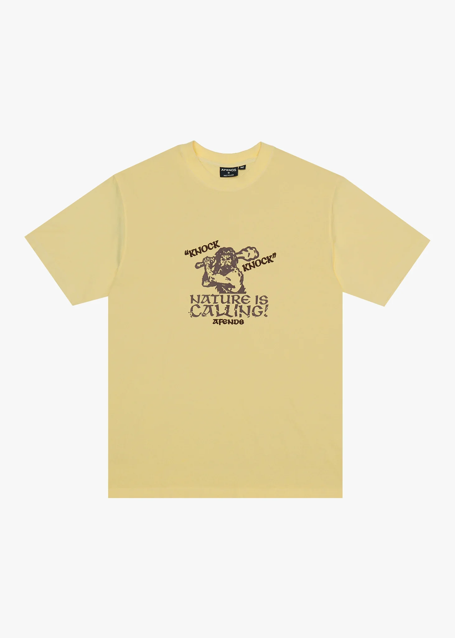 AFENDS Mens Knock Knock - Retro Tee - Washed Lemon - Image 8