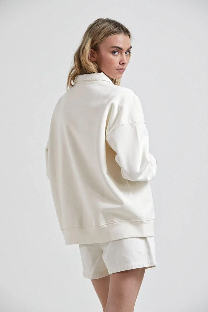 AFENDS MENS Maximum - Unisex Organic Crew Neck Jumper - Off White - Image 5
