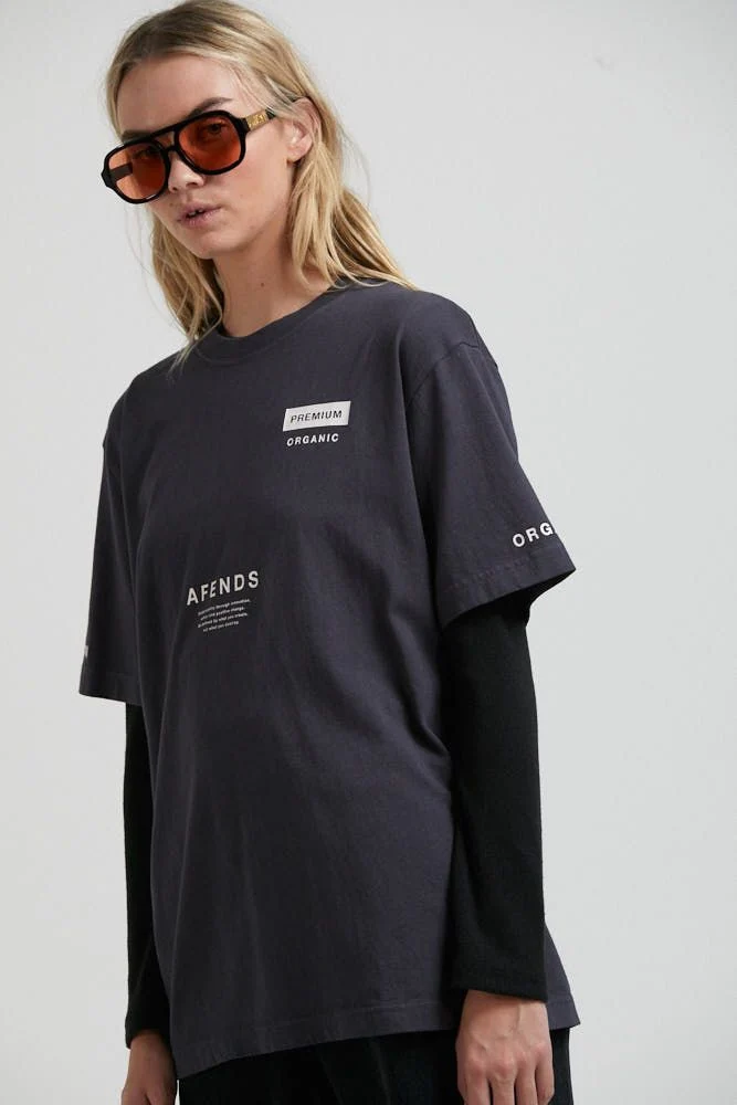 AFENDS MENS  Maximum - Unisex Organic Retro Fit T-Shirt - Charcoal - Image 3