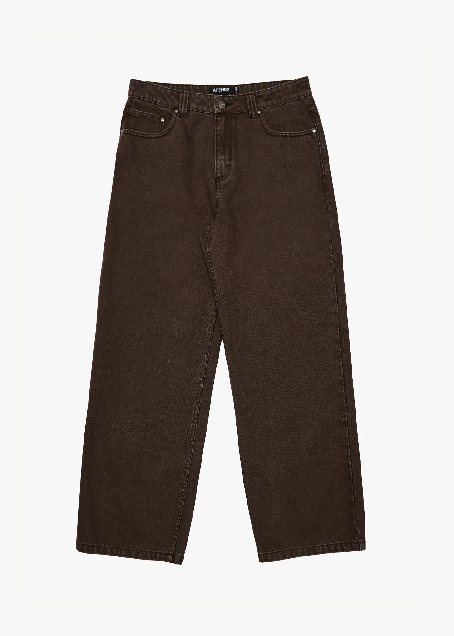 AFENDS Mens Pablo Denim Baggy Fit Jean in Washed Coffee - Image 6