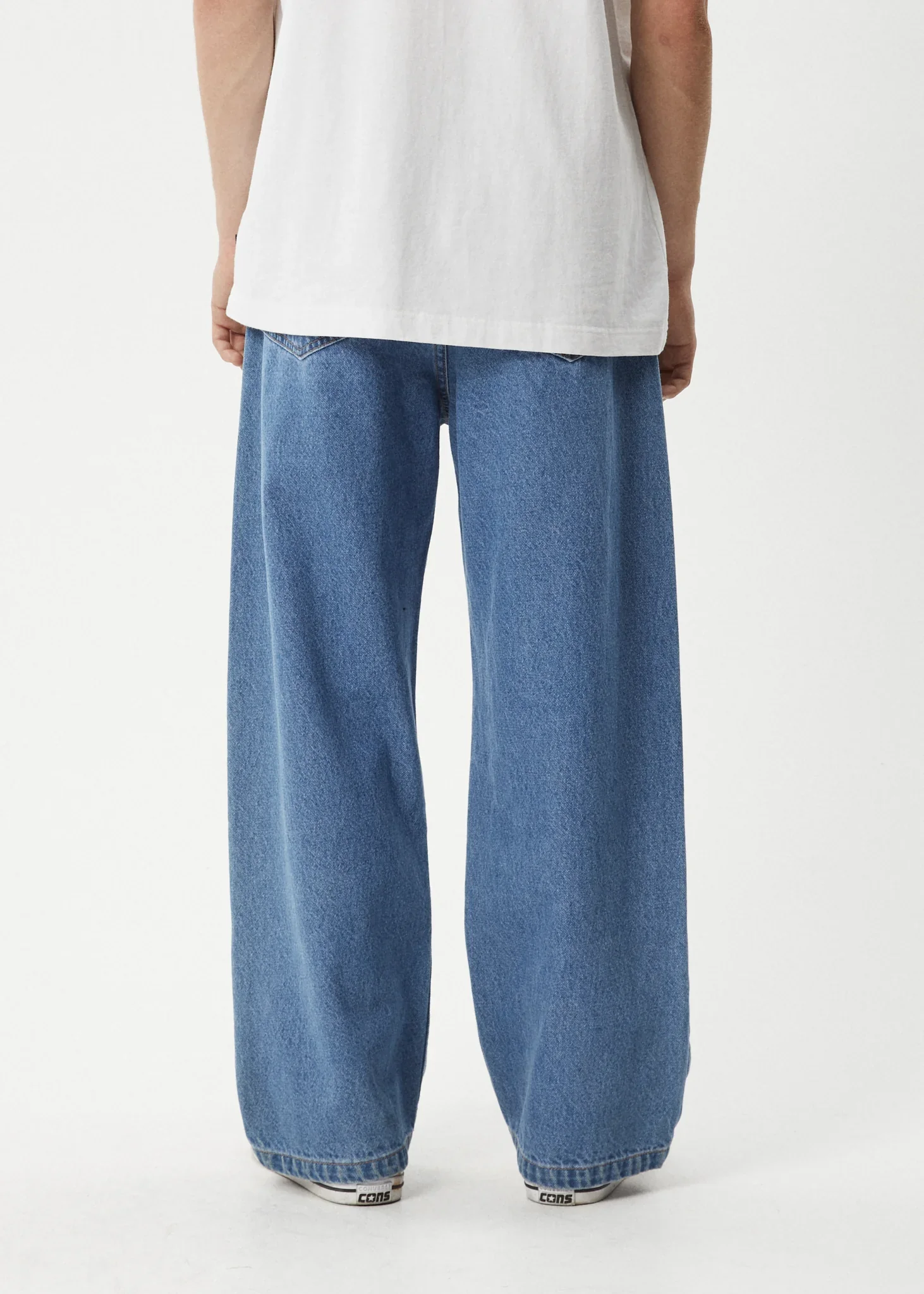 AFENDS Mens Pablo Denim Baggy Jean in Worn Blue - Image 5