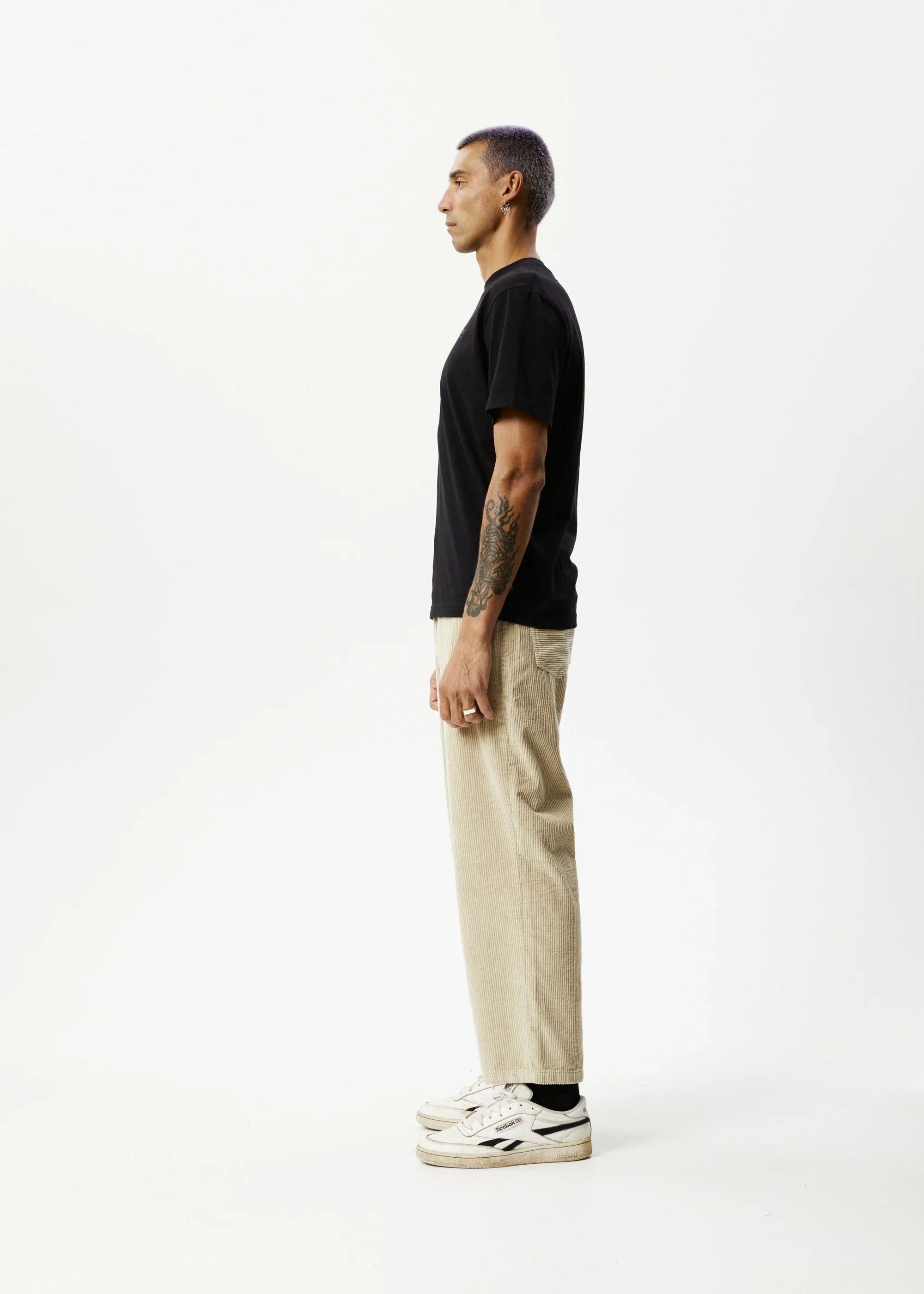 AFENDS Mens Pablo - Organic Corduroy Baggy Pants - Dark Ecru - Image 4