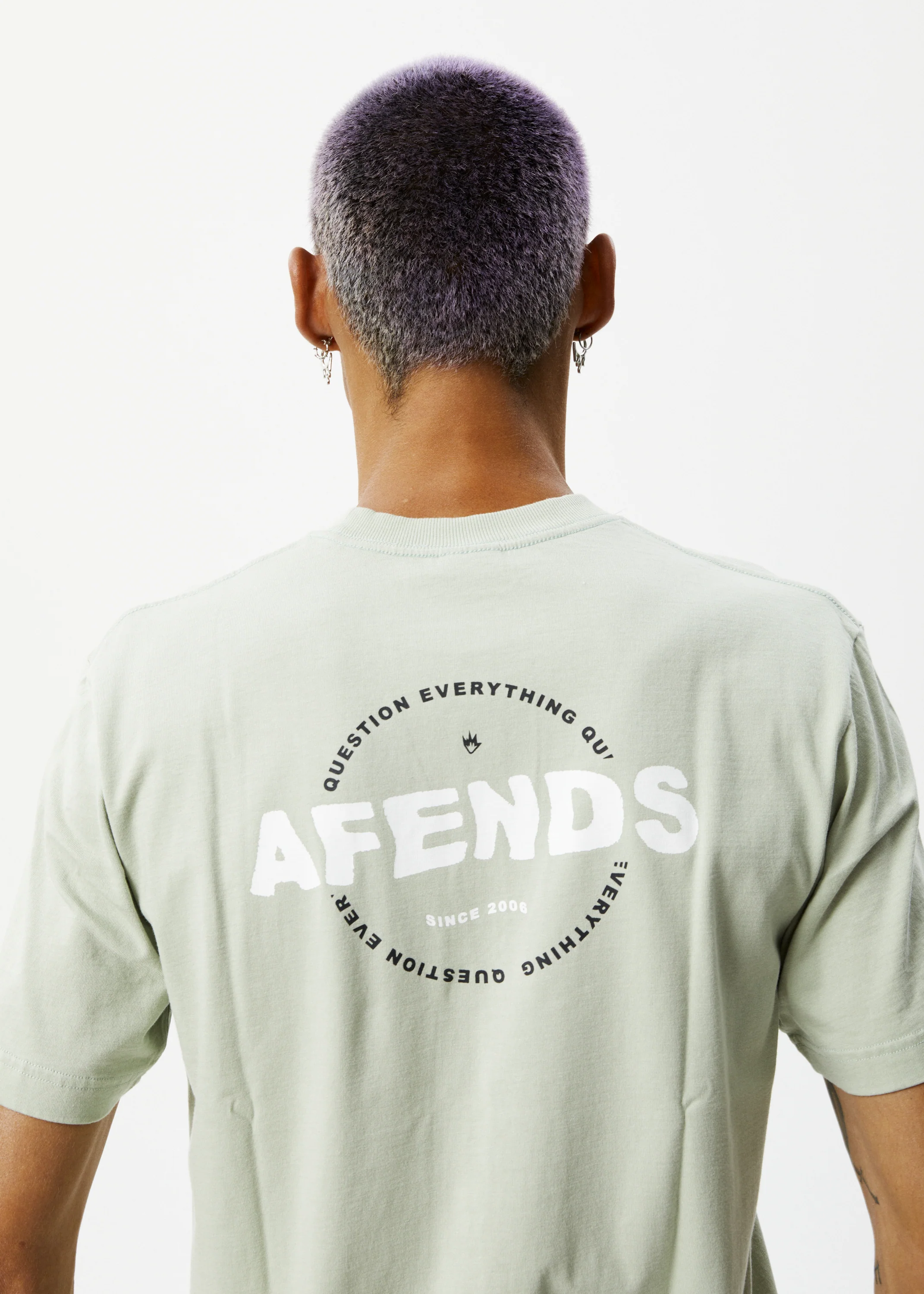 AFENDS Mens Questions - Graphic Retro T- Shirt - Eucalyptus - Image 3