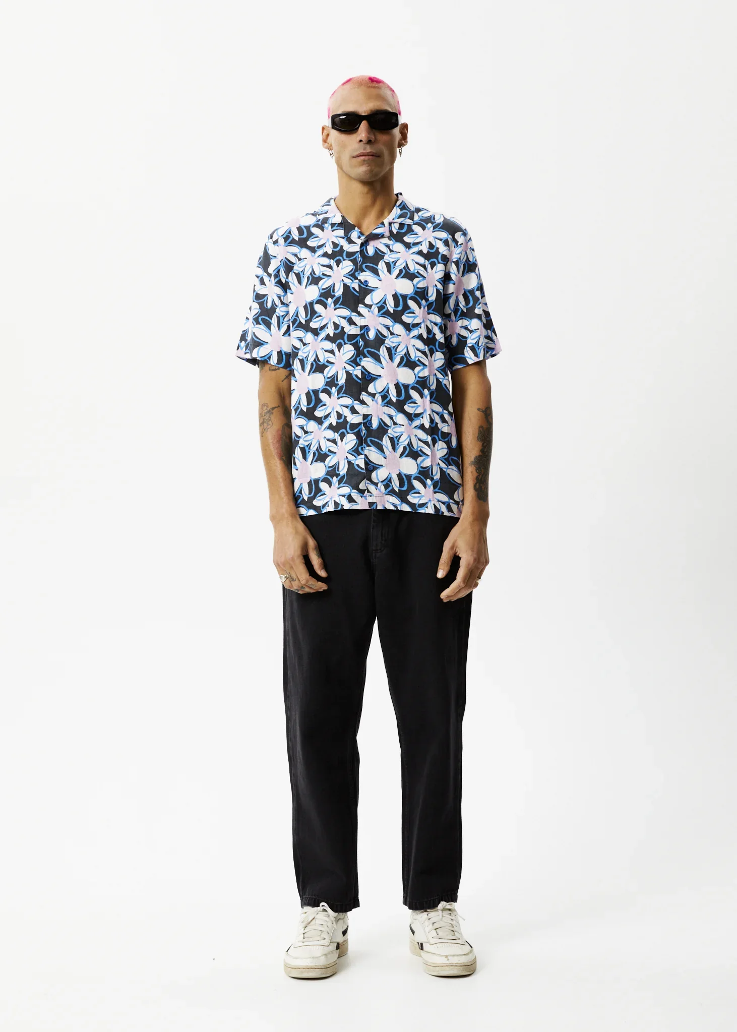 AFENDS Mens Waterfall - Cuban Short Sleeve Shirt - Stone Black - Image 7