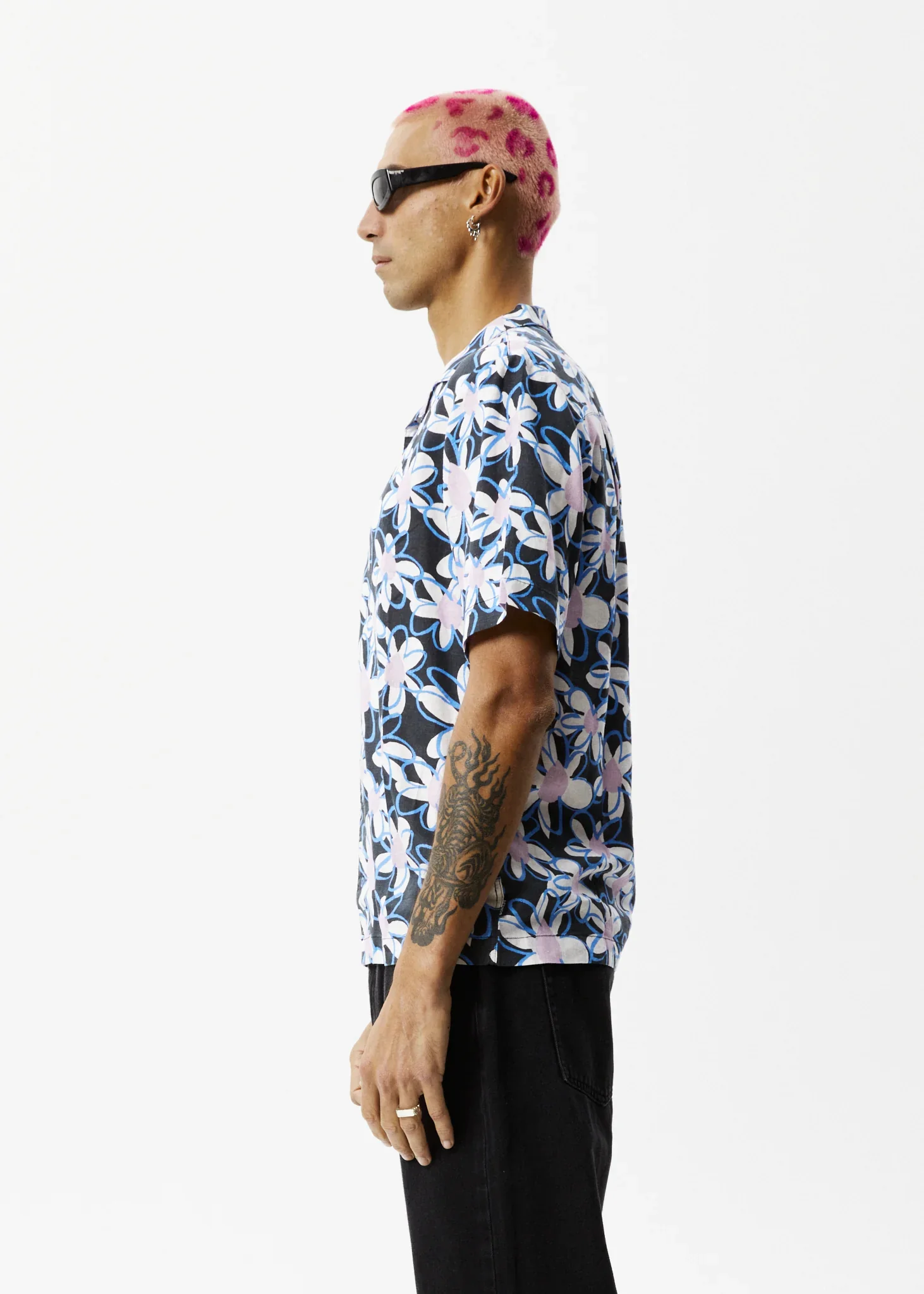 AFENDS Mens Waterfall - Cuban Short Sleeve Shirt - Stone Black - Image 8