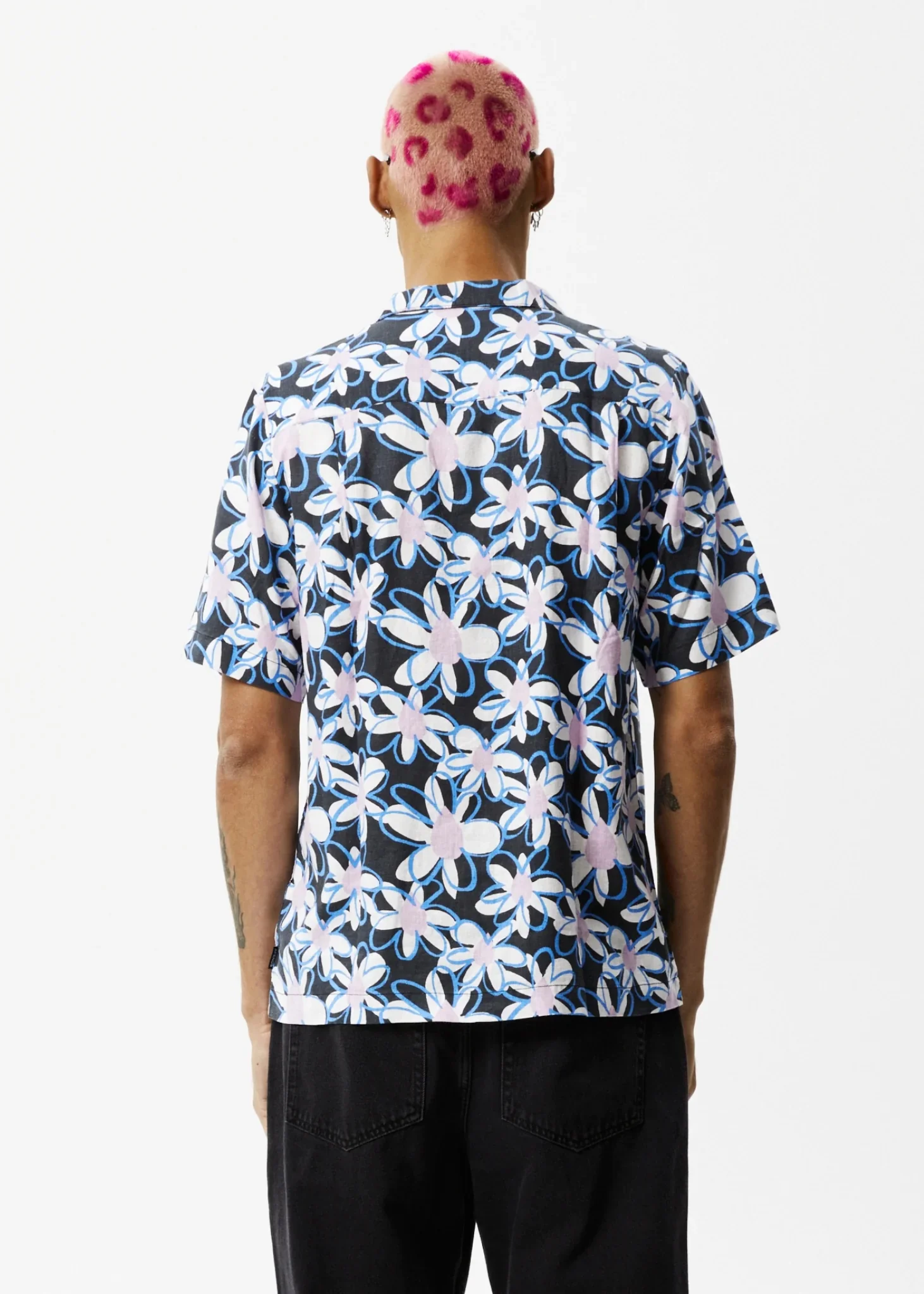 AFENDS Mens Waterfall - Cuban Short Sleeve Shirt - Stone Black - Image 9