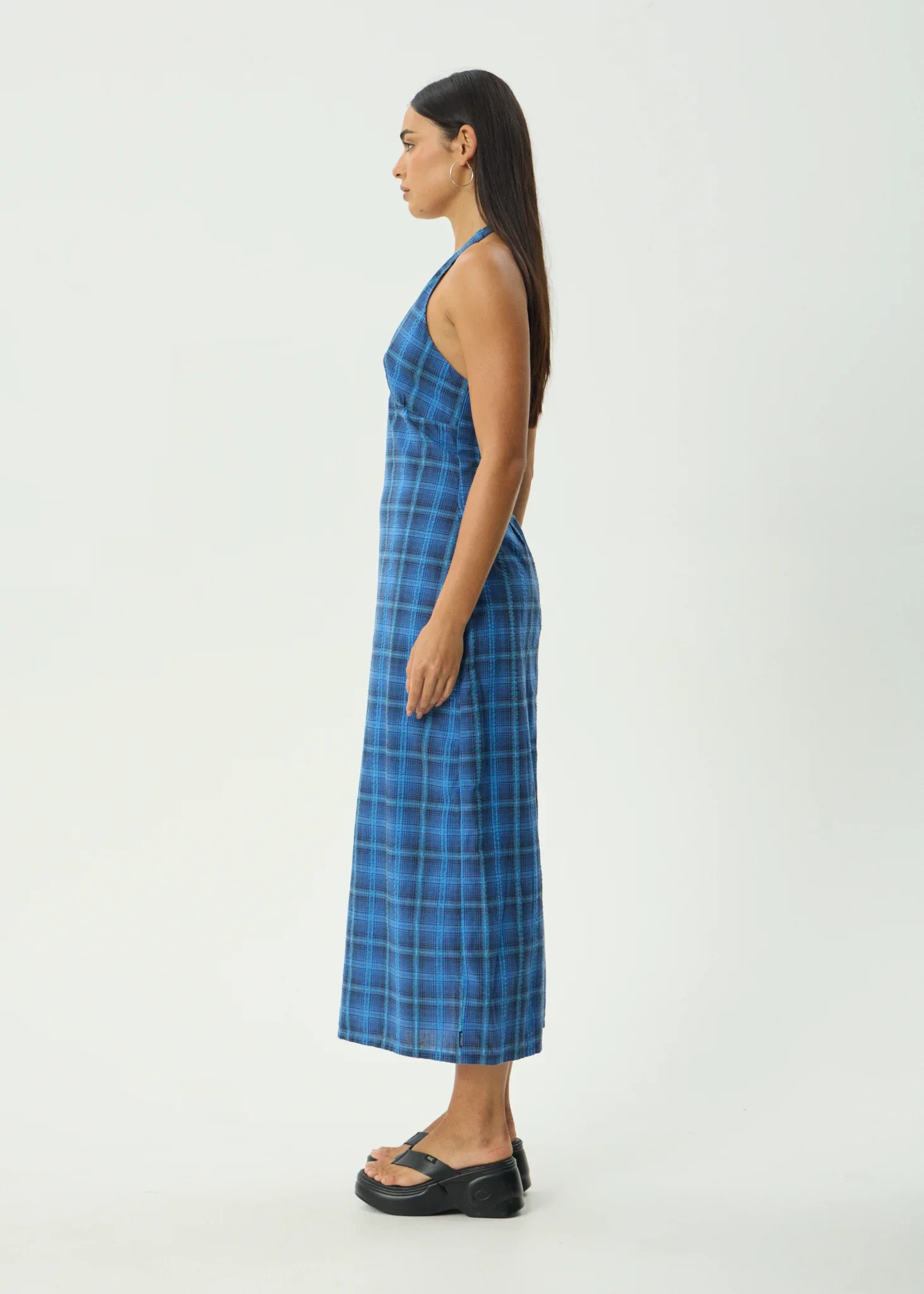 AFENDS Womens Camden - Seersucker Maxi Dress - Marina Check - Image 5