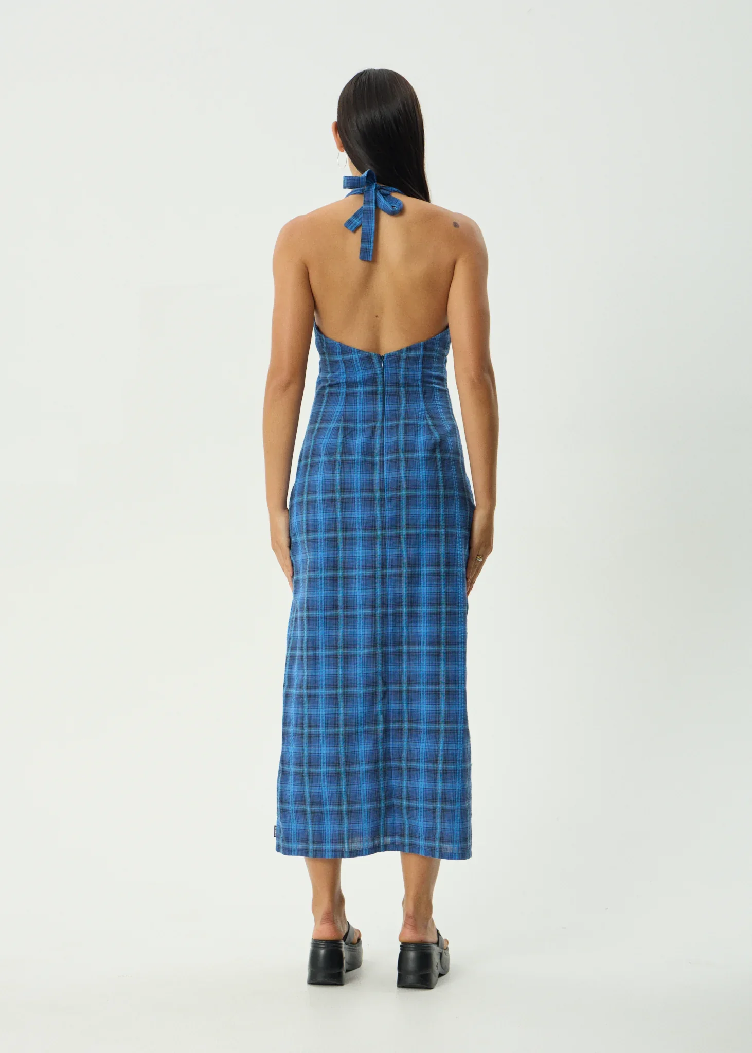 AFENDS Womens Camden - Seersucker Maxi Dress - Marina Check - Image 7