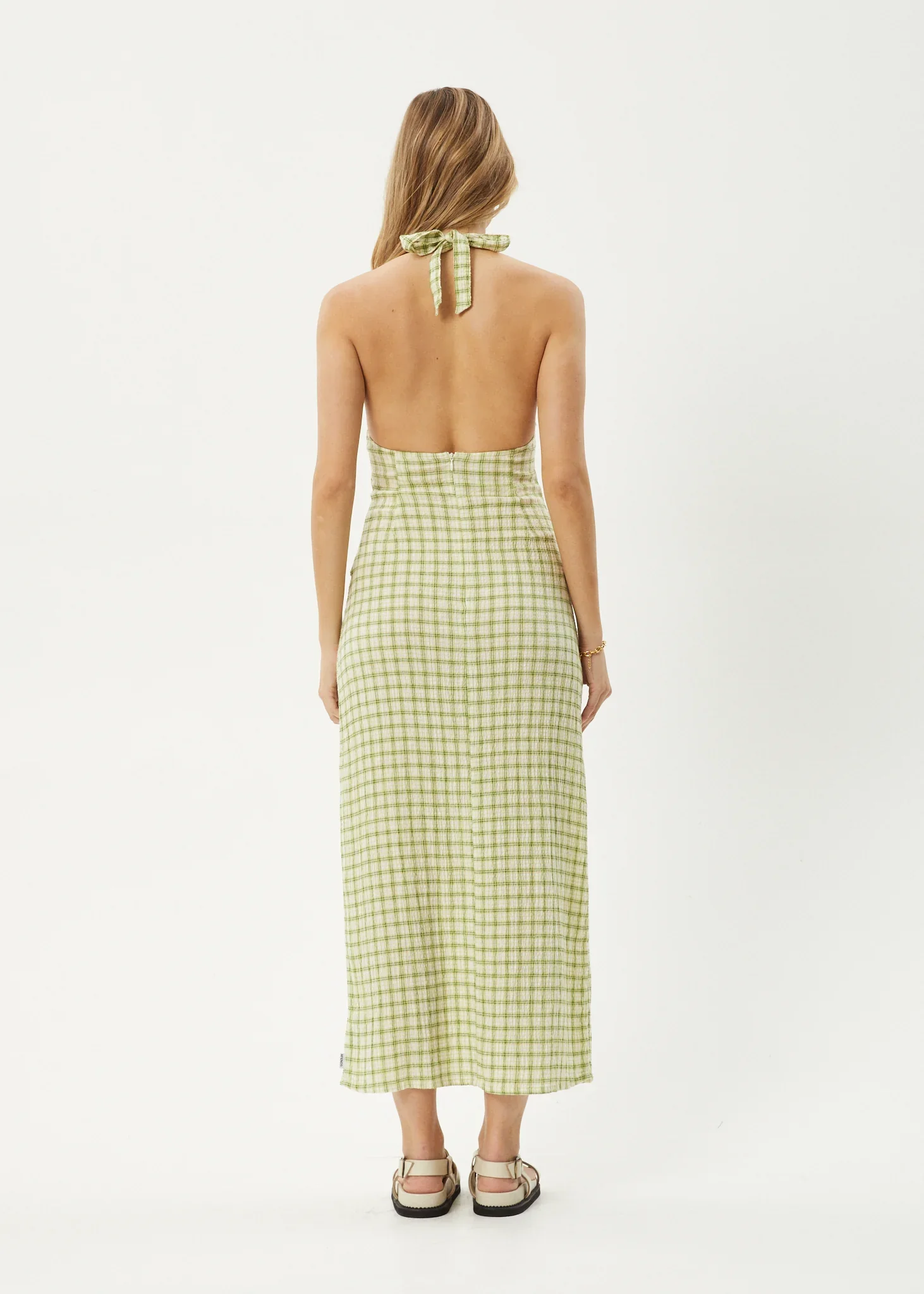 AFENDS Womens Darcy - Check Maxi Dress - Lemongrass Check - Image 8