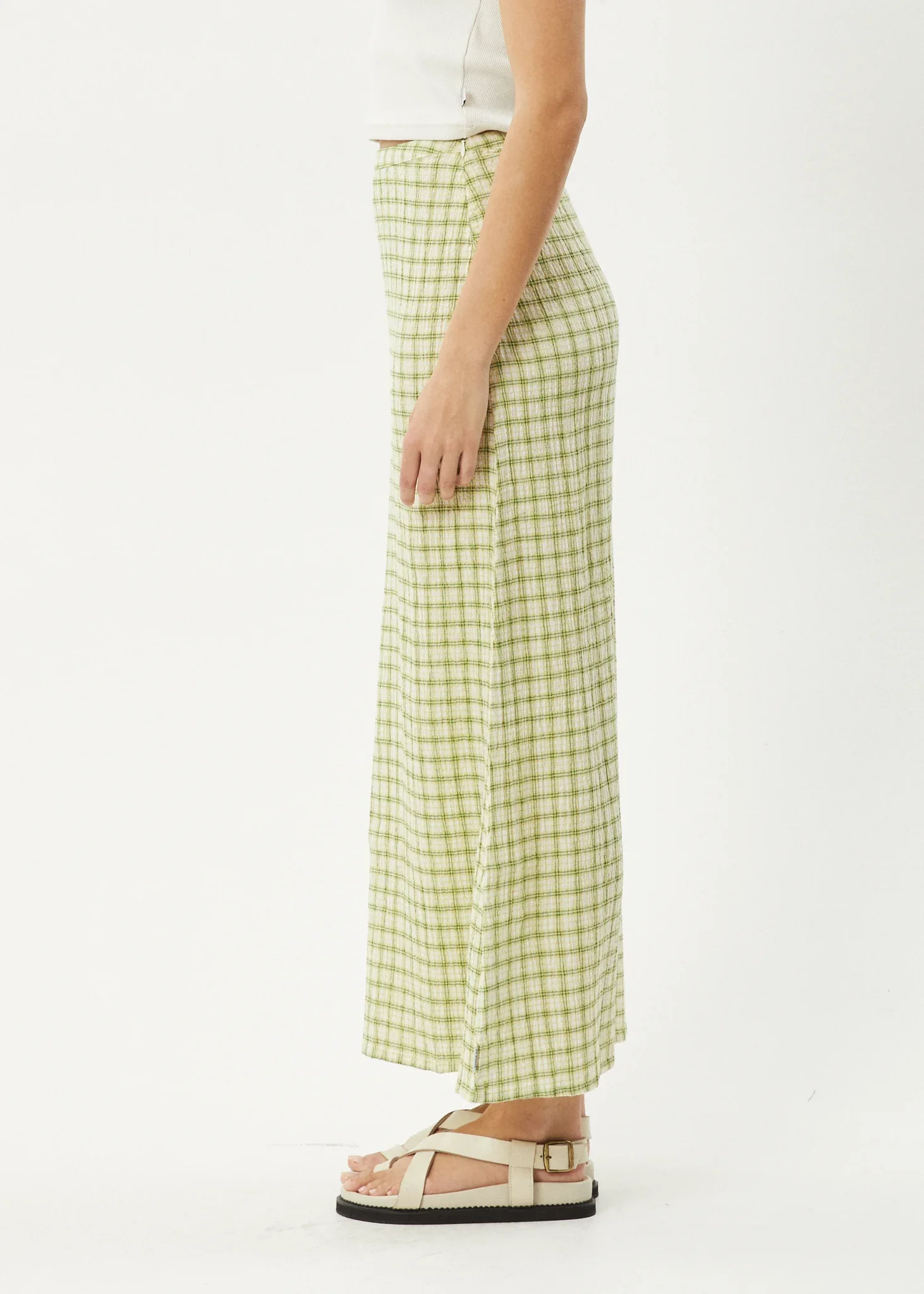 AFENDS Womens Darcy - Check Maxi Skirt - Lemongrass Check - Image 4