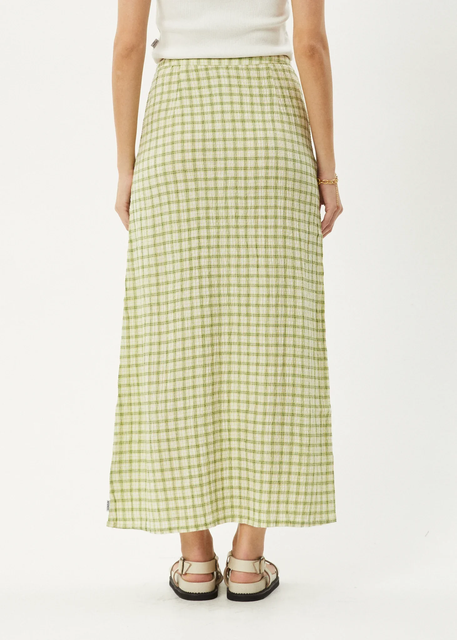 AFENDS Womens Darcy - Check Maxi Skirt - Lemongrass Check - Image 6