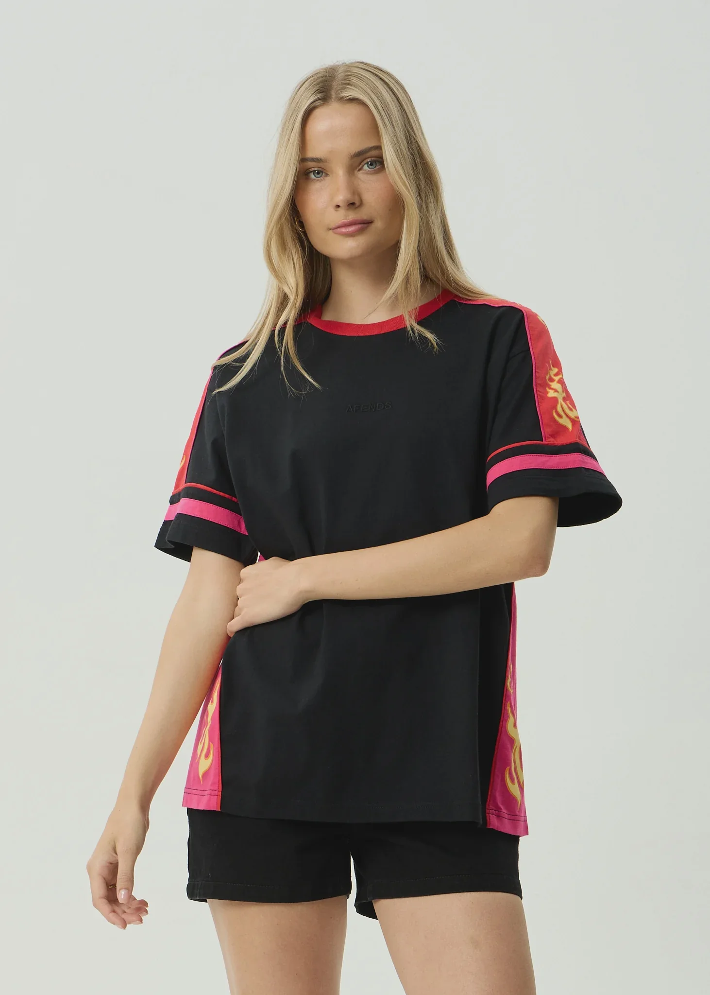 AFENDS Womens Dolphin Derby Oversized Tee in Black