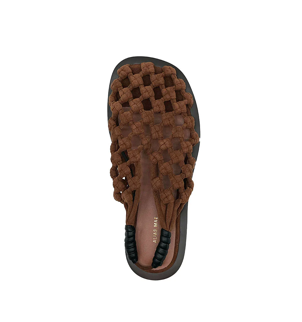 ALIAS MAE Womens Elki Sandal in Mocha Faux Suede - Image 4