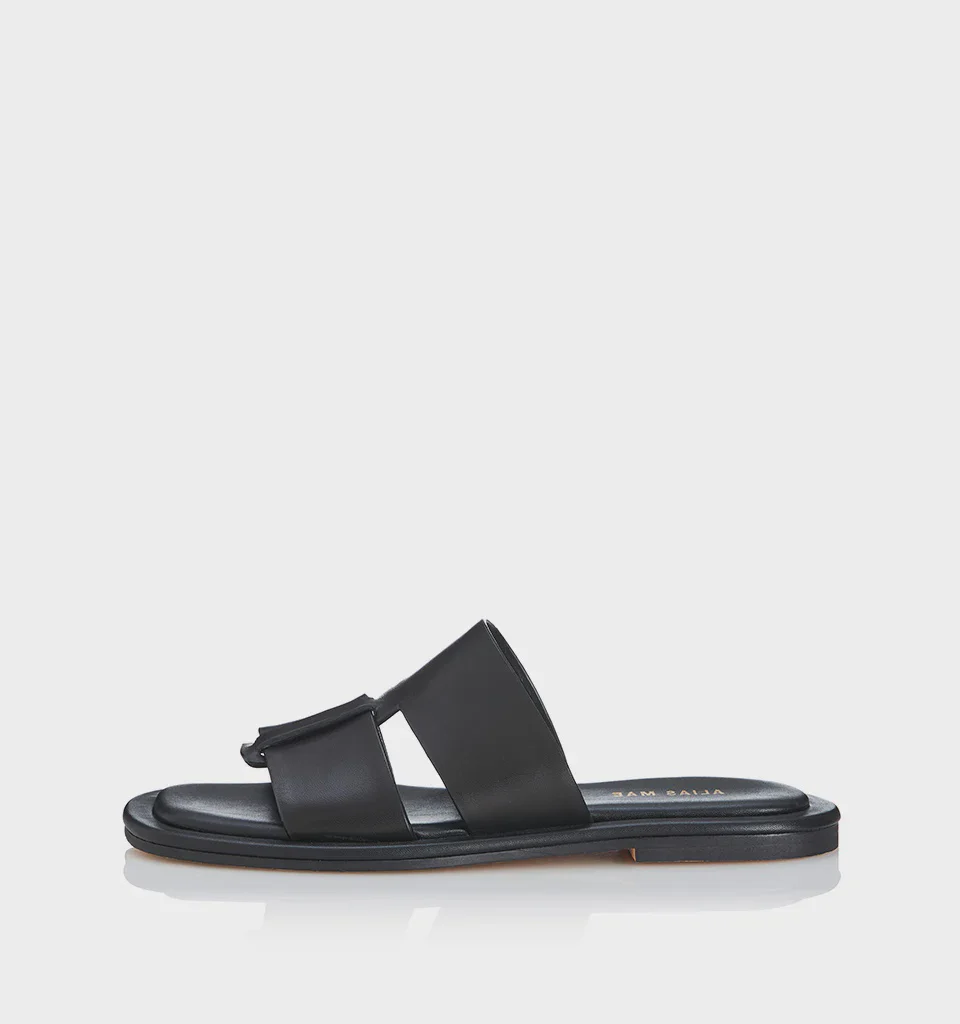 ALIAS MAE Womens Kerryn Slides - Black Leather - Image 7
