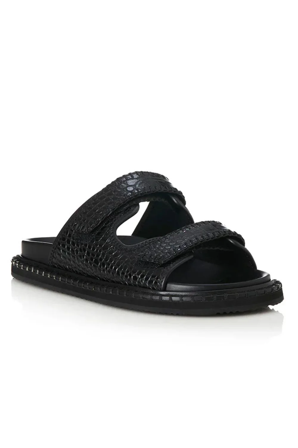 ALIAS MAE Womens Paros Leather Sandals - Black Croc