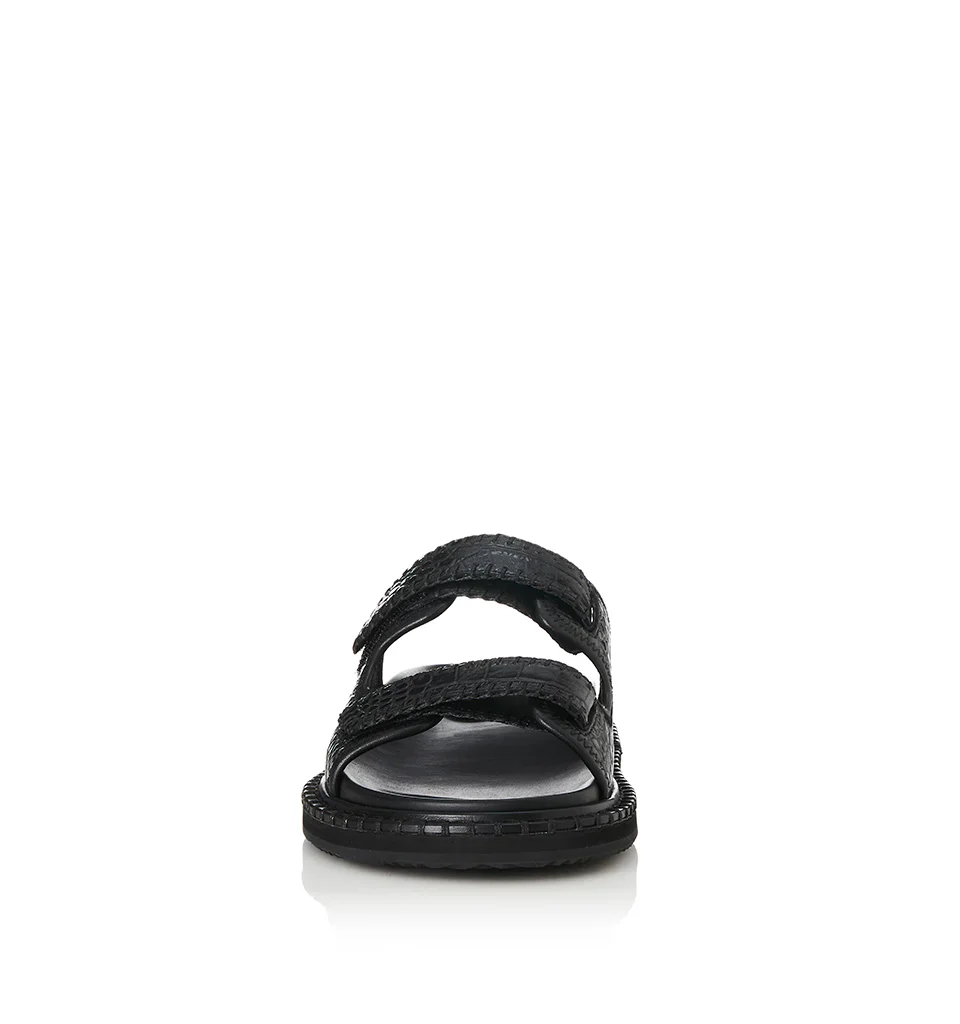 ALIAS MAE Womens Paros Leather Sandals - Black Croc - Image 7