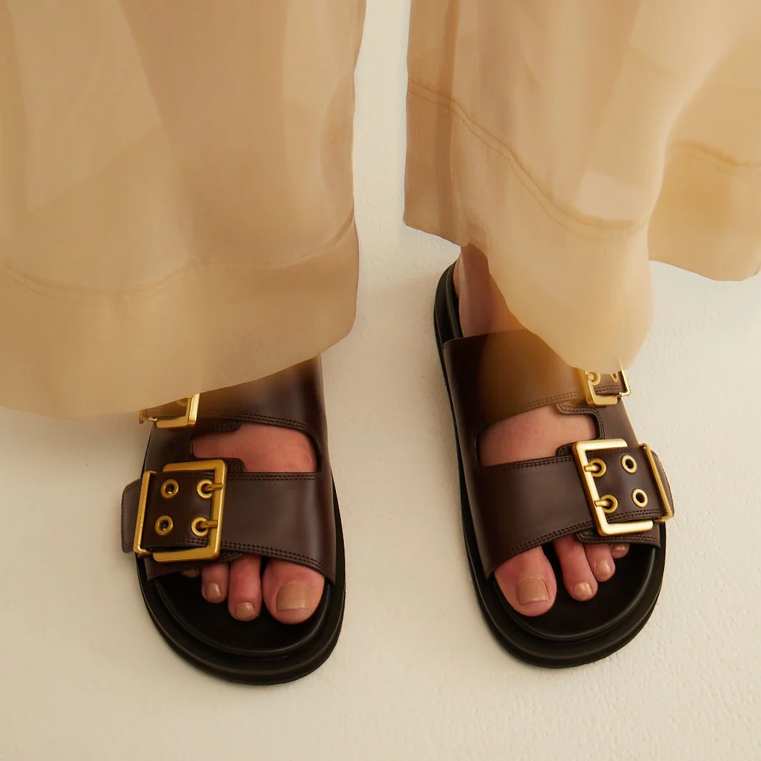 ALIAS MAE Womens Patterson Leather Sandals - Chocolate