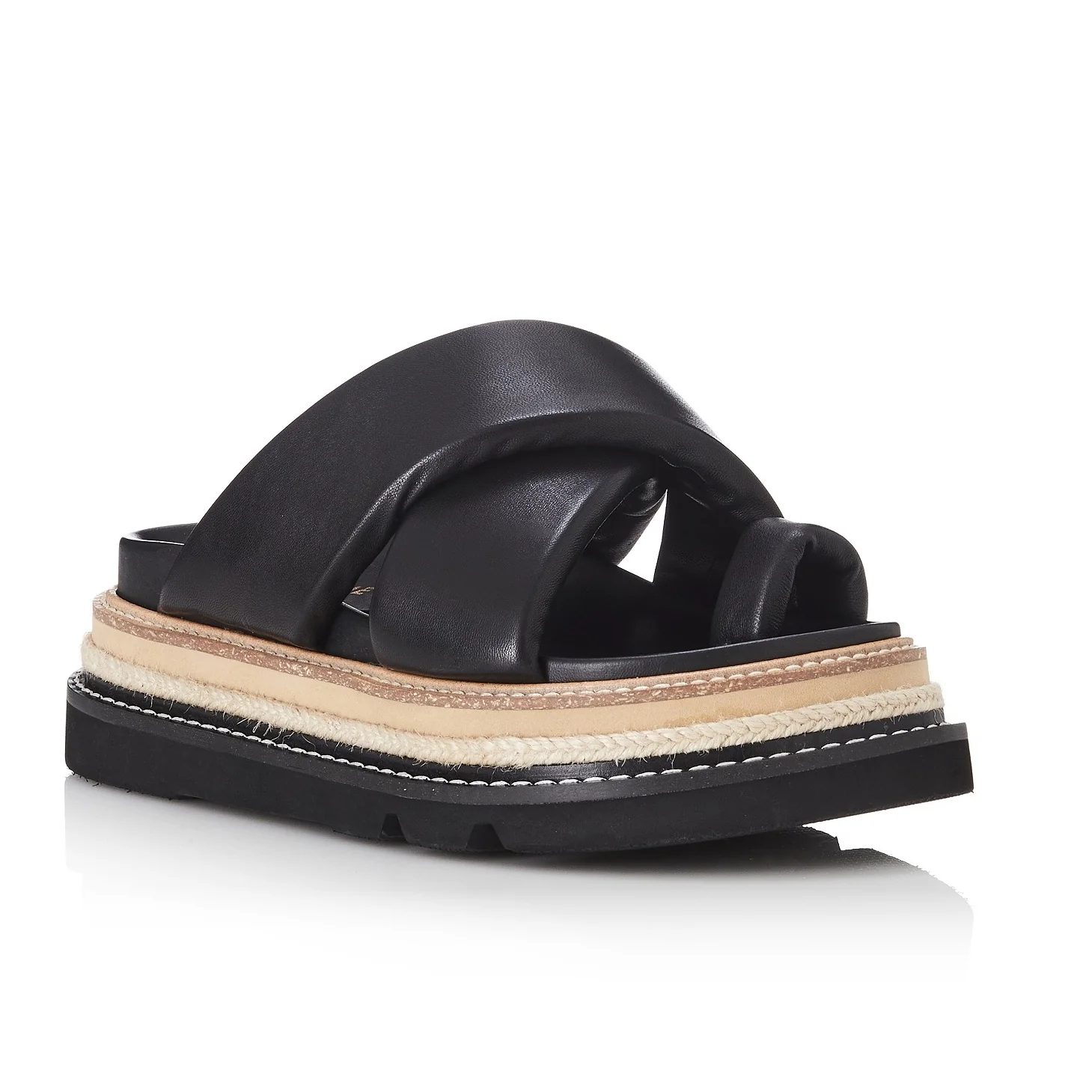 ALIAS MAE Womens Venga Black Leather Slides - Image 2