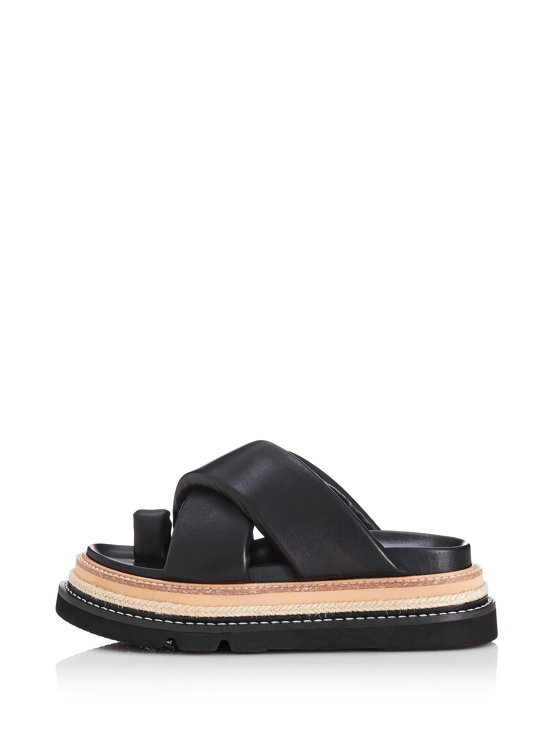 ALIAS MAE Womens Venga Black Leather Slides - Image 3