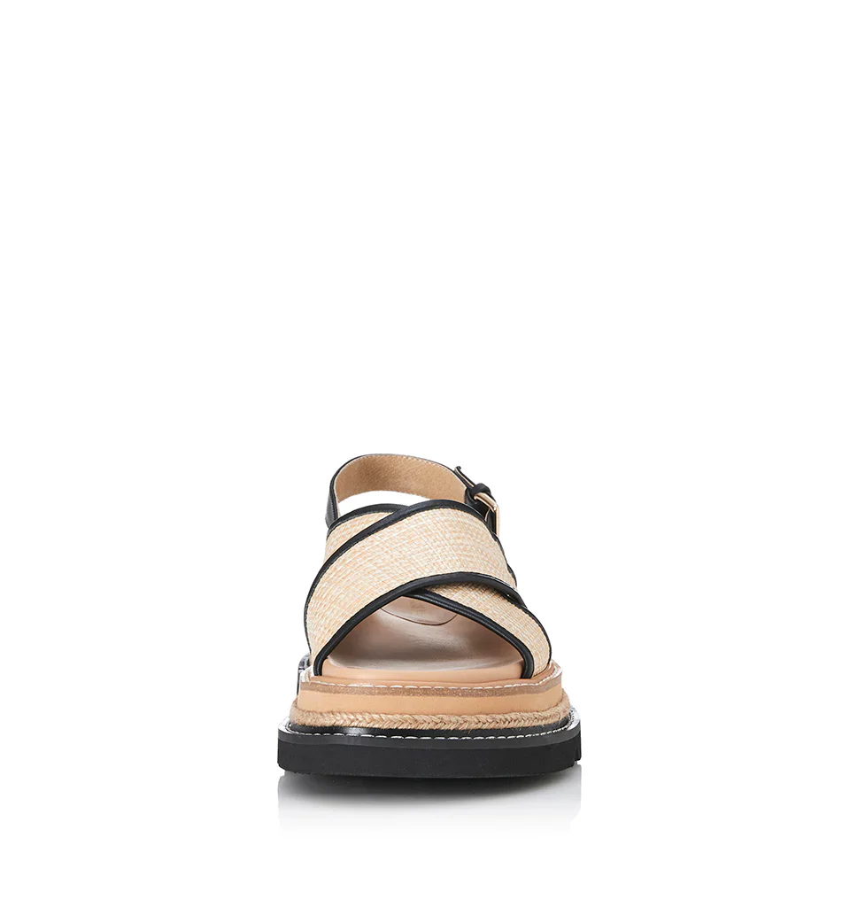 ALIAS MAE Womens Verona Sandals - Black / Natural Raffia - Image 6