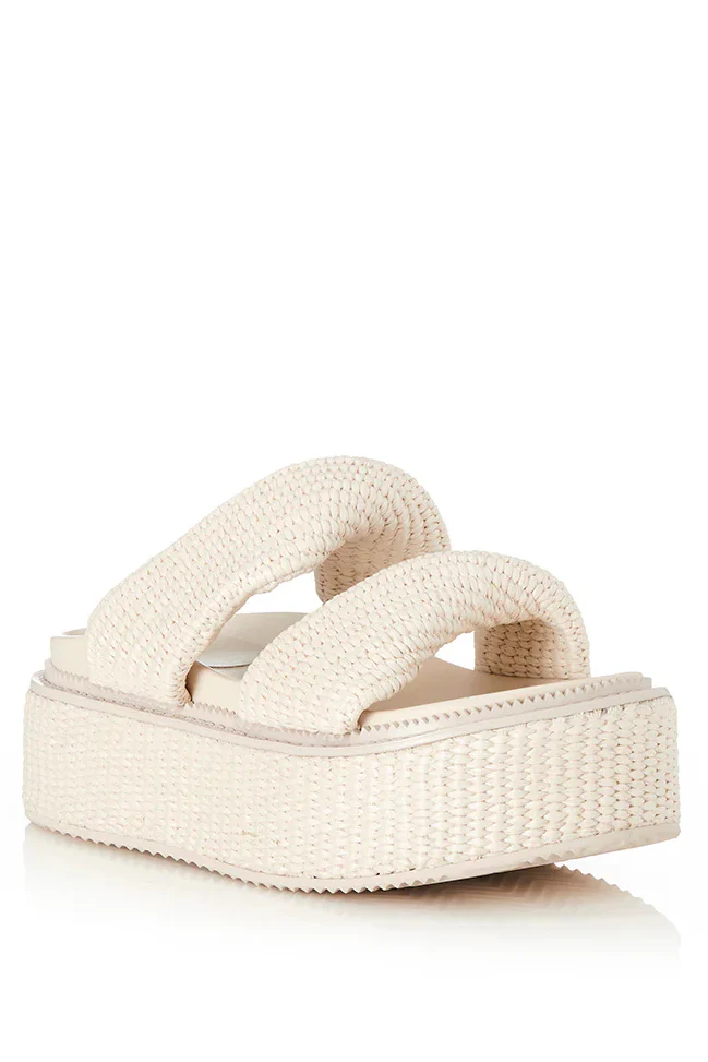 ALIAS MAE Womens Yvette Chunky Flatform Sandals - Bone Raffia - Image 2