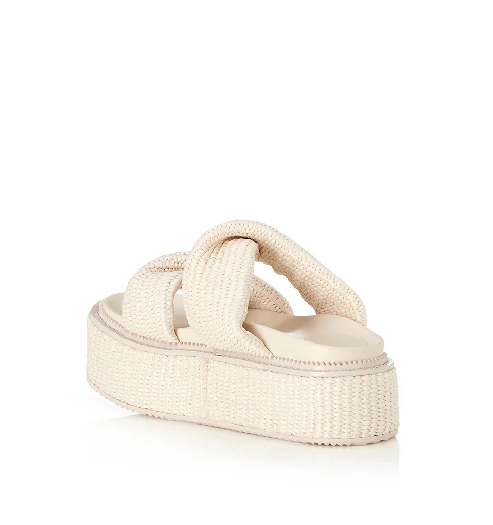 ALIAS MAE Womens Yvette Chunky Flatform Sandals - Bone Raffia - Image 3