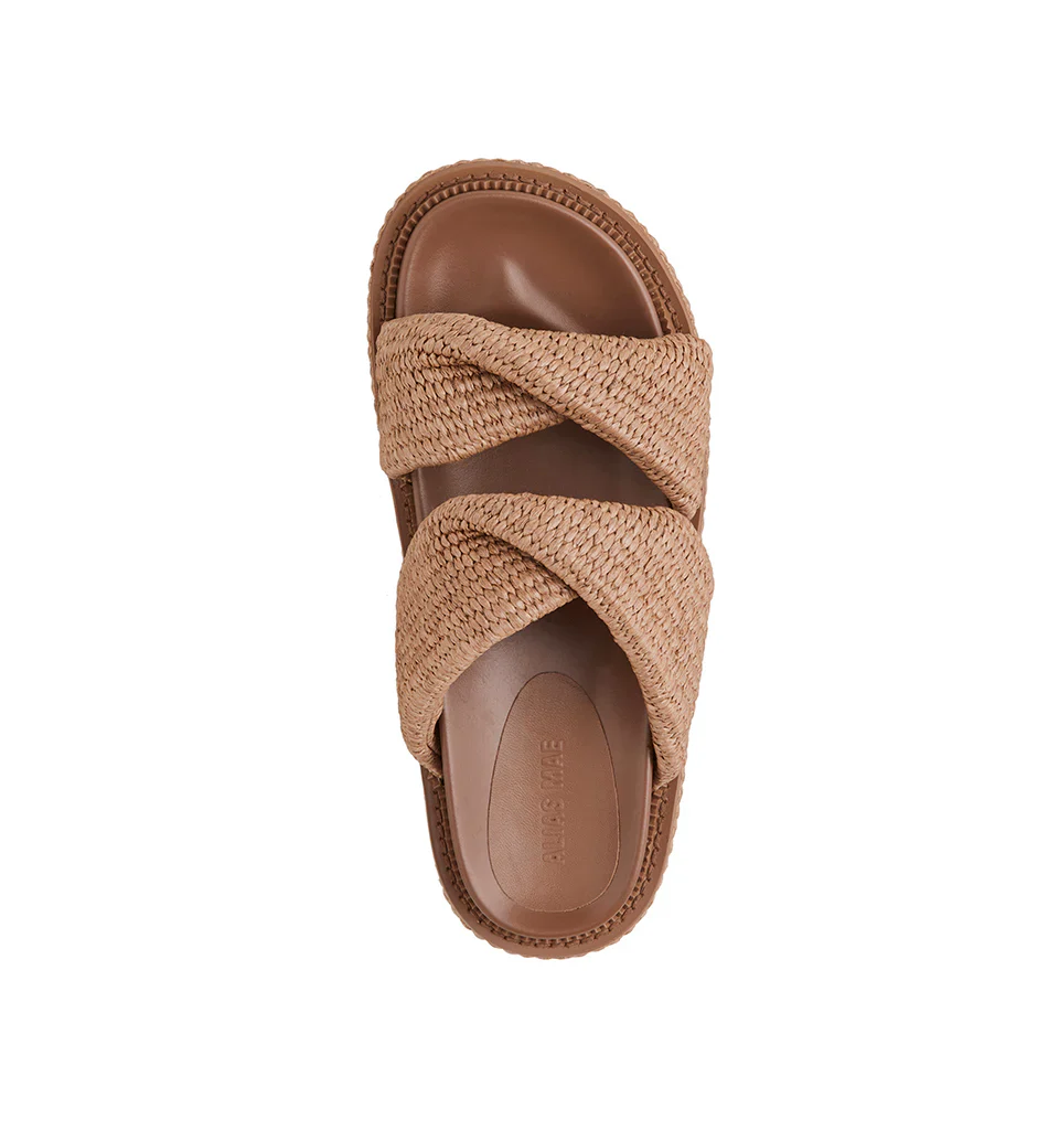 ALIAS MAE Womens Yvette Chunky Flatform Sandals - Pecan Raffia - Image 3