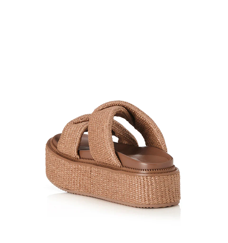 ALIAS MAE Womens Yvette Chunky Flatform Sandals - Pecan Raffia - Image 5