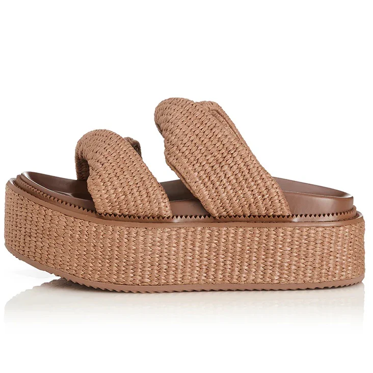 ALIAS MAE Womens Yvette Chunky Flatform Sandals - Pecan Raffia - Image 7