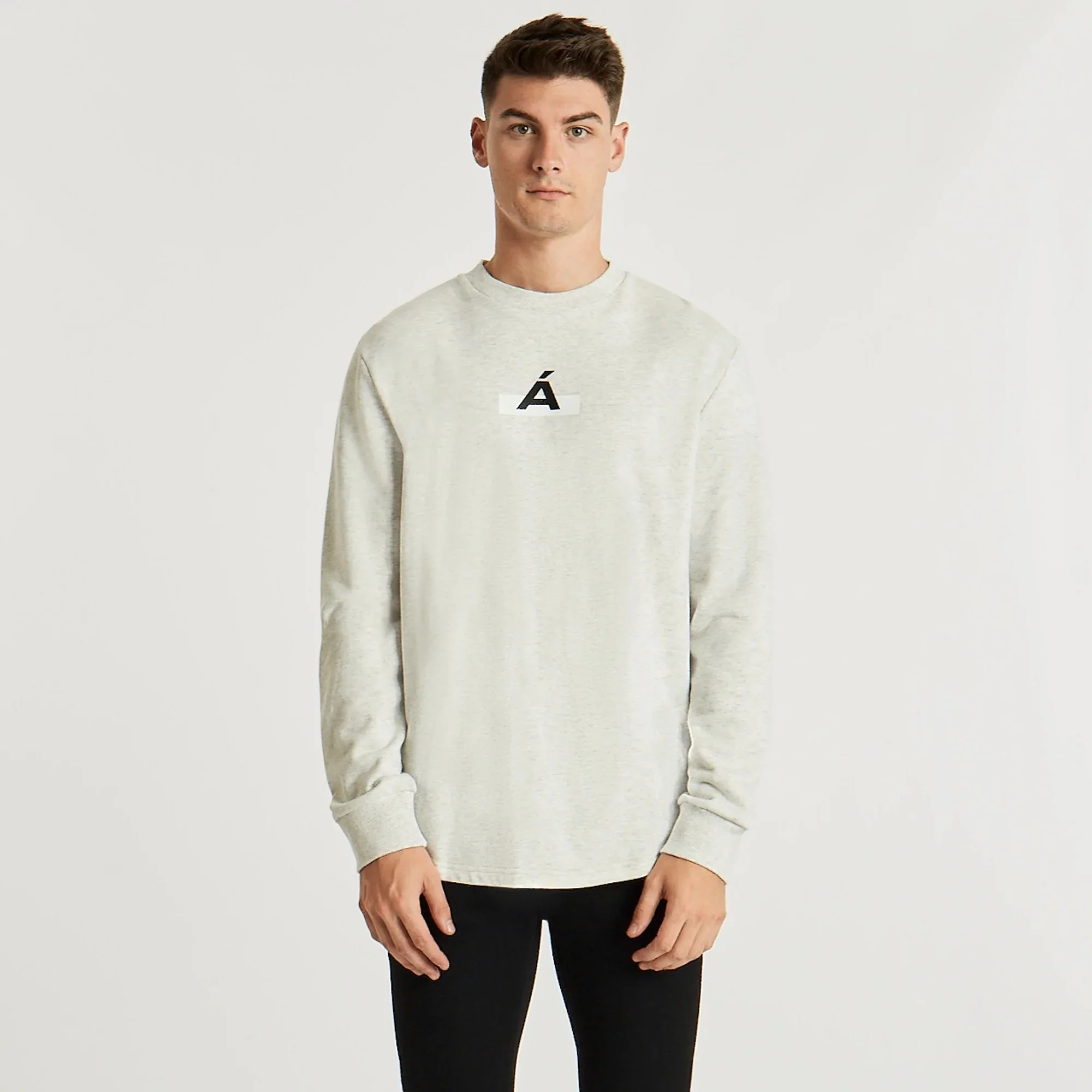 AMERICAIN Mens Atomique Dual Curved Hem Sweater Snow Marle - Image 6