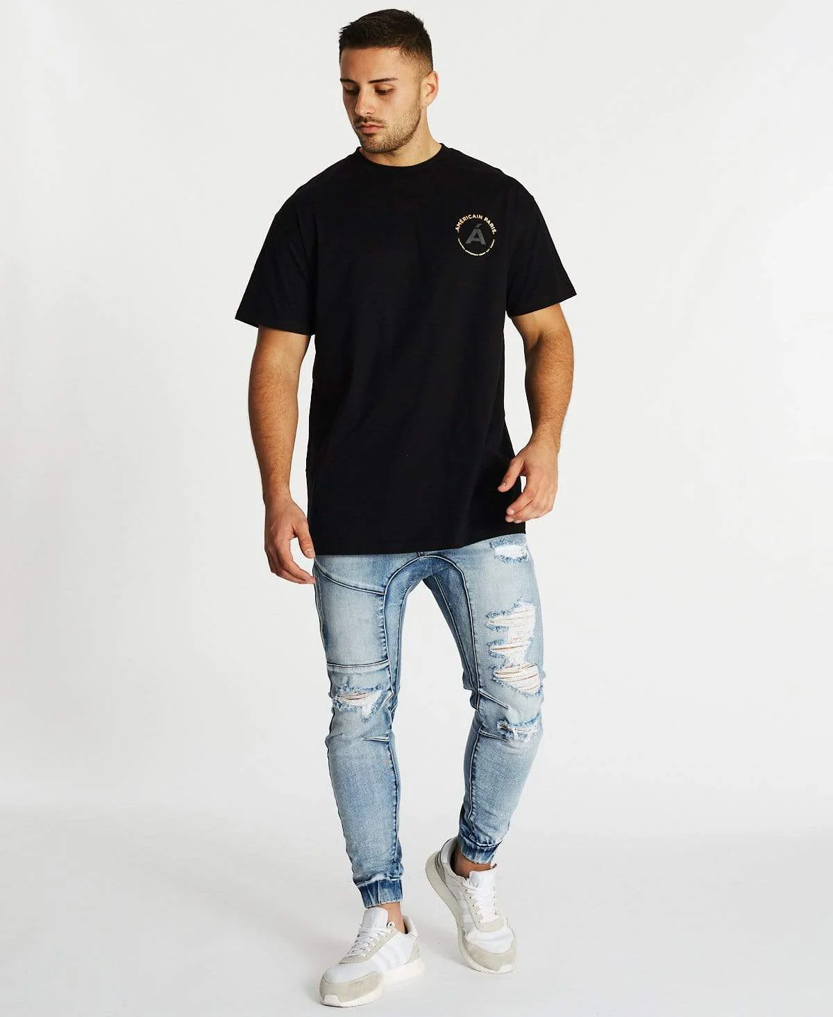 AMERICAIN Mens Jusqua La Fin Oversized Tee - Jet Black - Image 3