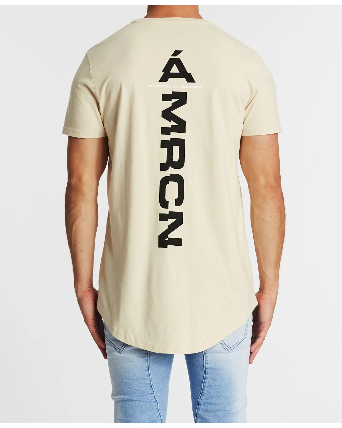 Americain MENS PLASIR DUAL CURVED HEM TEE- SAND - Image 4