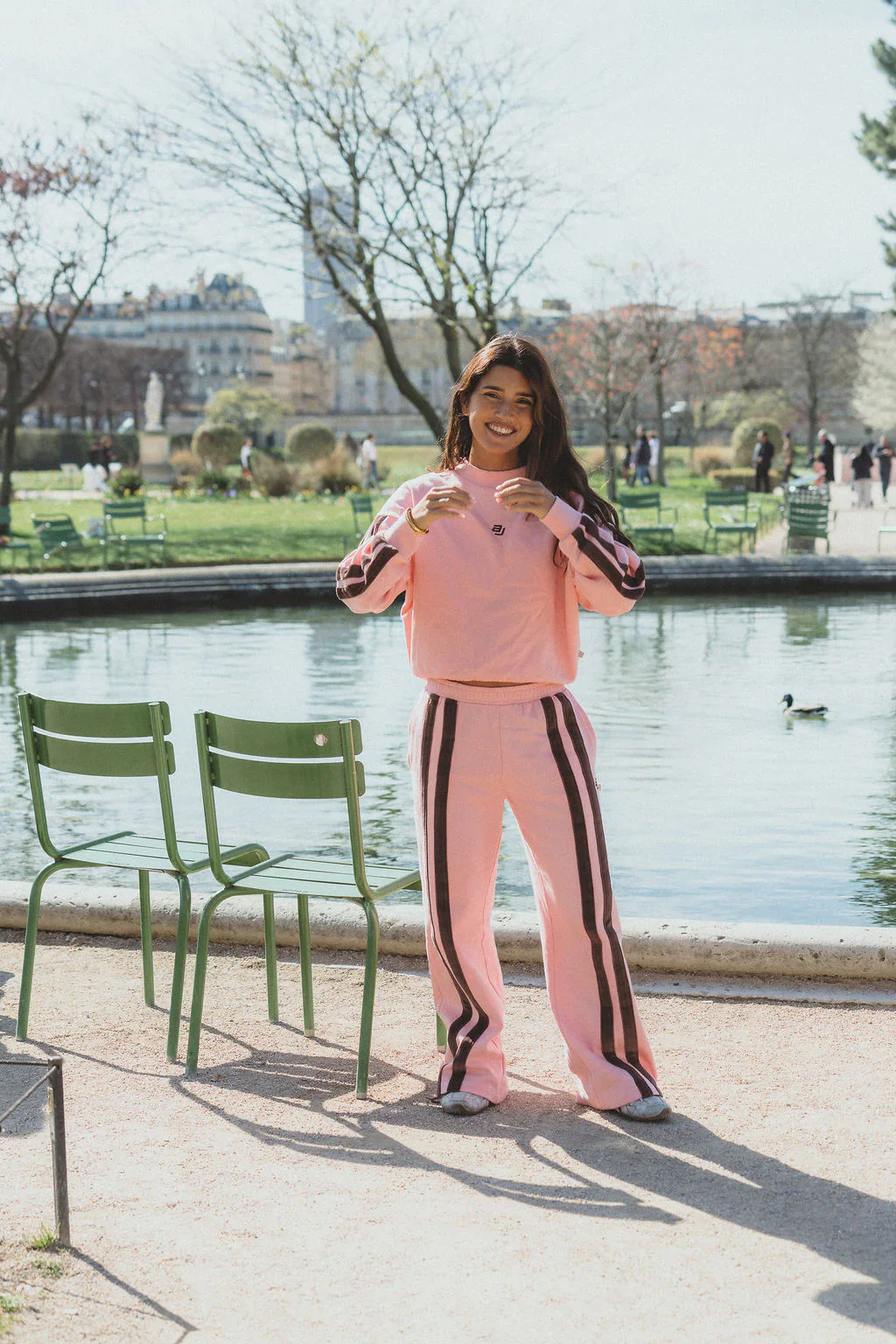 ARAMINTA JAMES Womens AJ Logo Stripe Trackpant in Rose Quartz - Image 4
