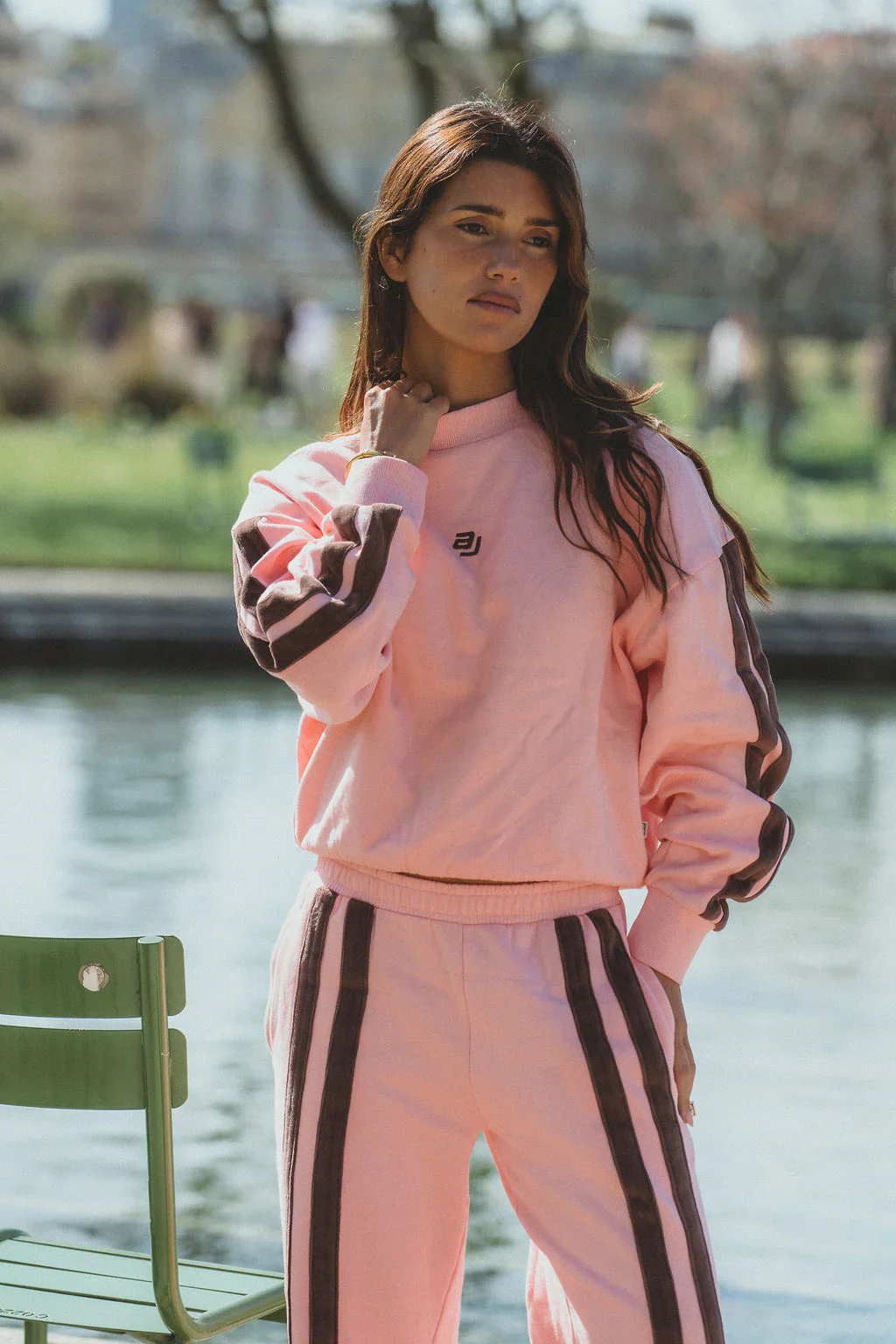 ARAMINTA JAMES Womens AJ Logo Sweatshirt in Rose Quartz - Image 6