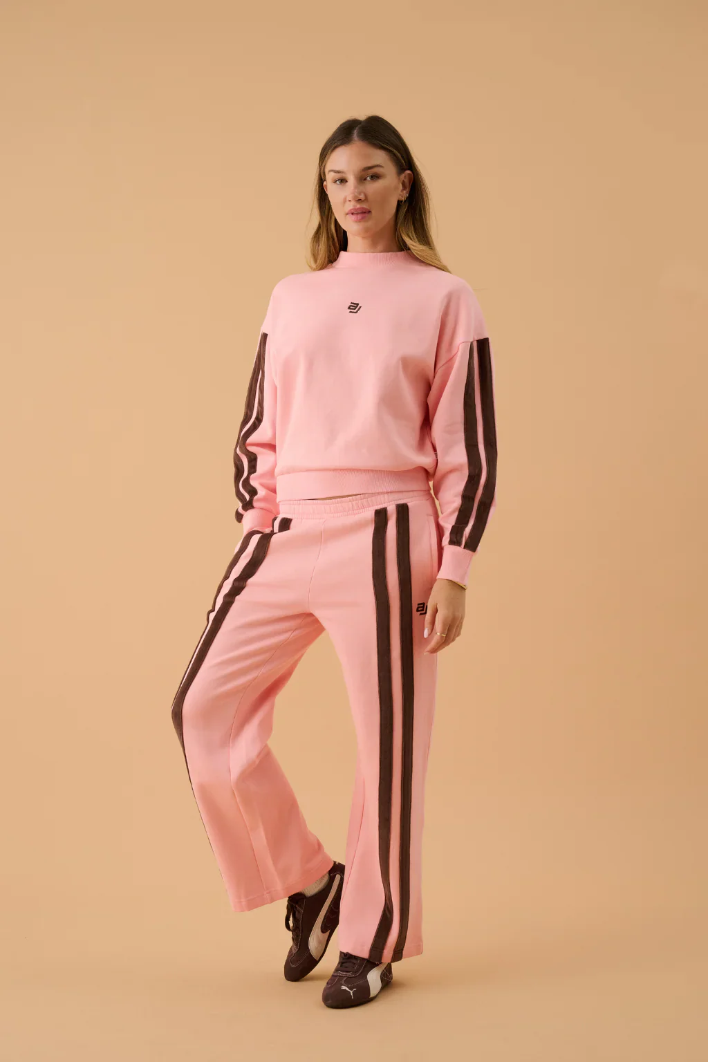 ARAMINTA JAMES Womens AJ Logo Sweatshirt in Rose Quartz - Image 8
