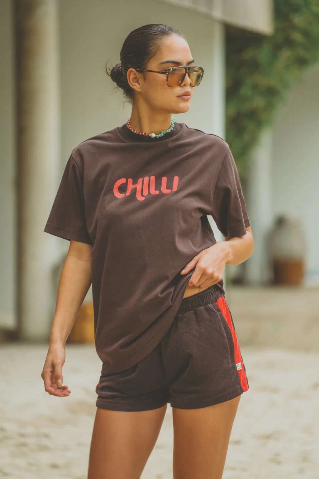 ARAMINTA JAMES Womens Chilli Tee in Mocha