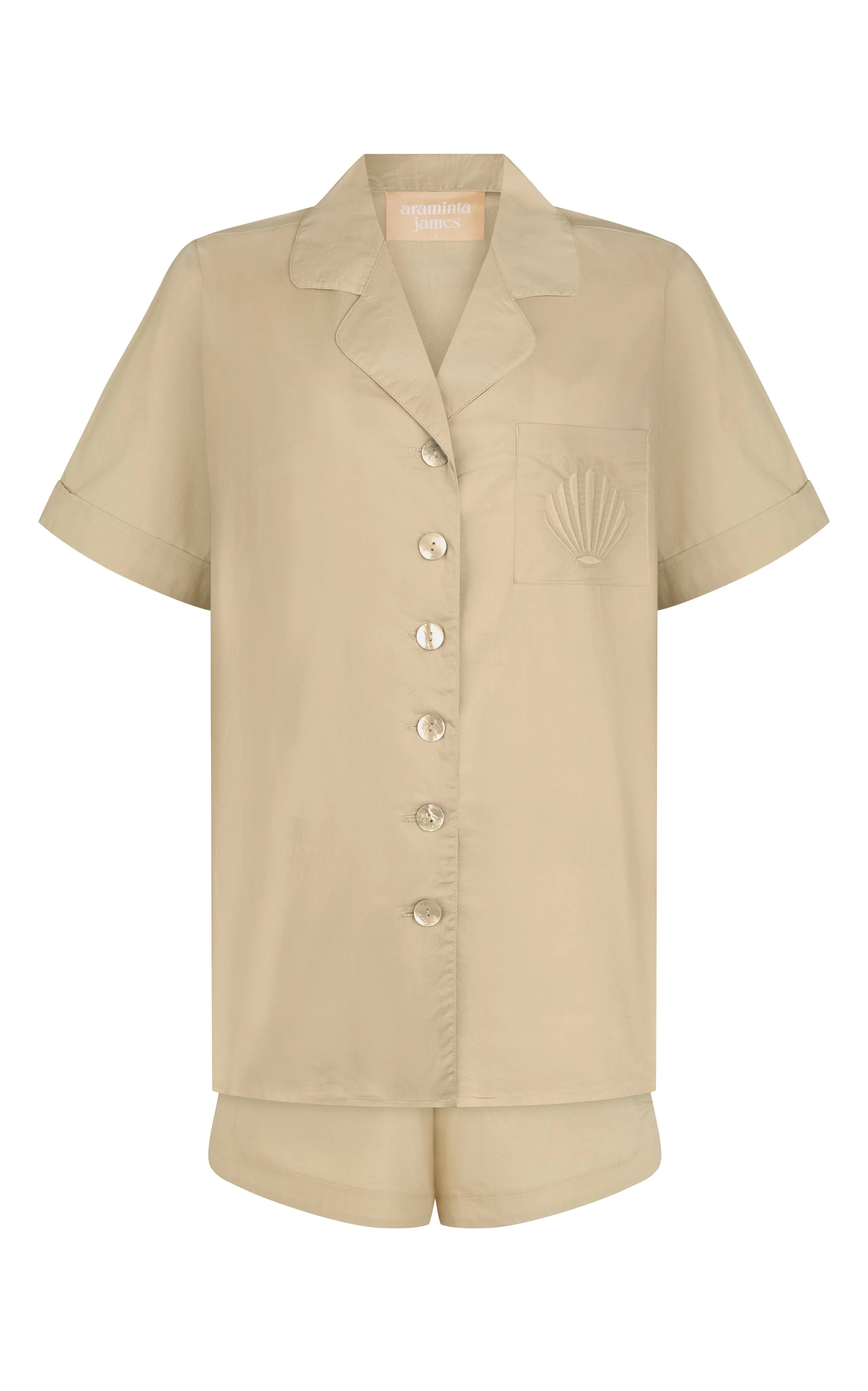 ARAMINTA JAMES Womens Coconut Cotton Shirt Set - Coffee - Image 5