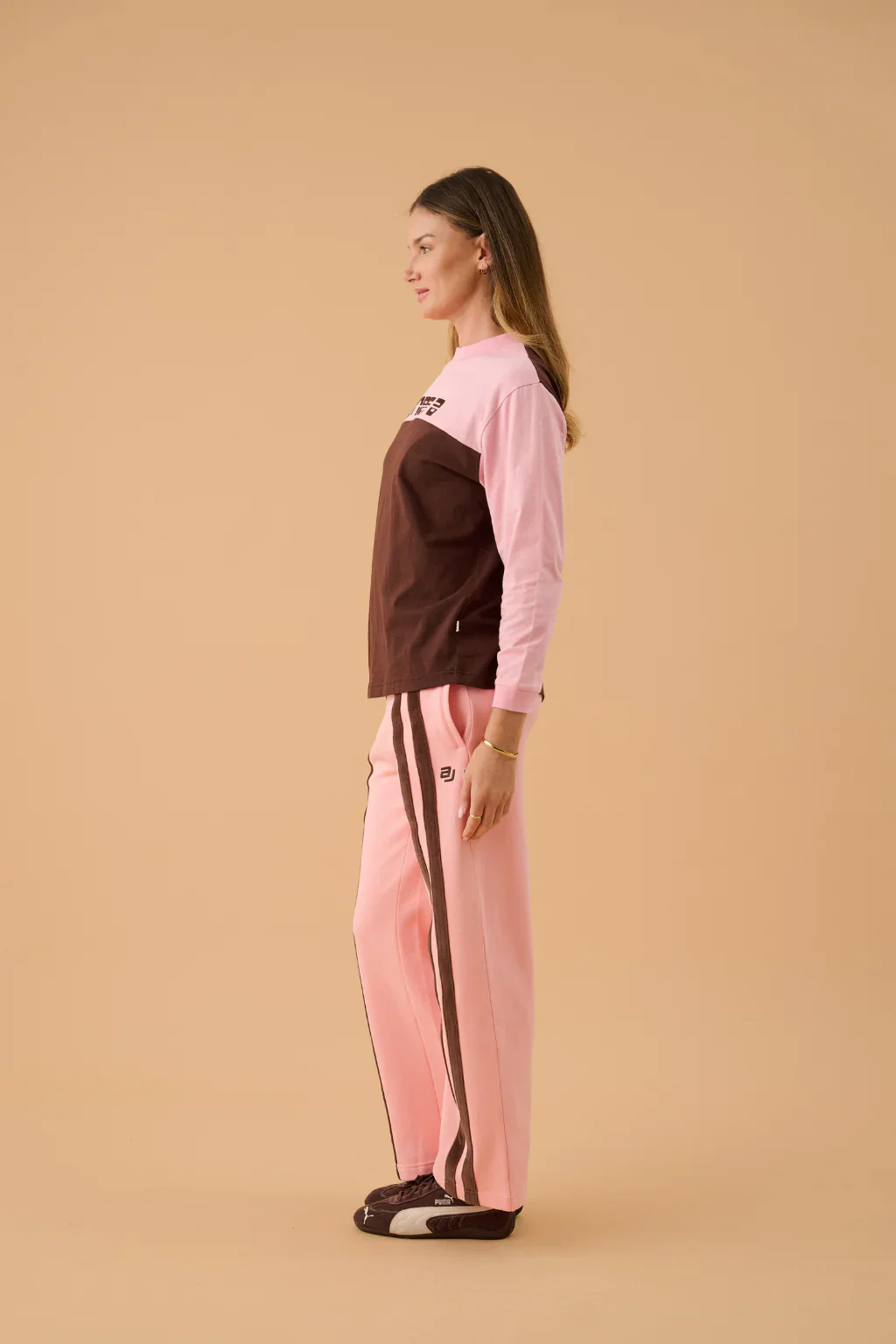 ARAMINTA JAMES Womens James Splice Long Sleeve Tee in Rose Quartz - Image 3