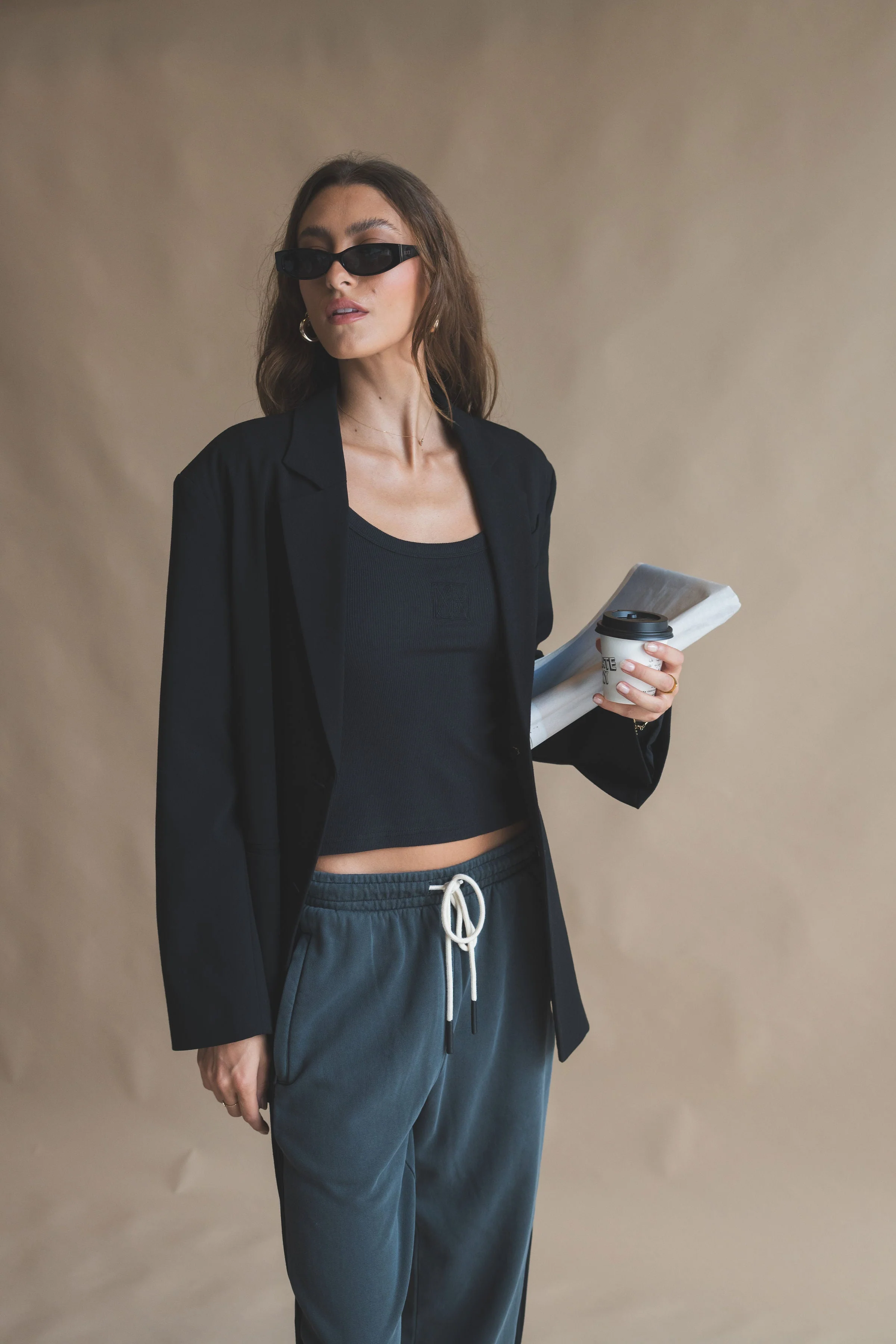 ARAMINTA JAMES Womens Monogram Long Sleeve Top Noir - Image 4