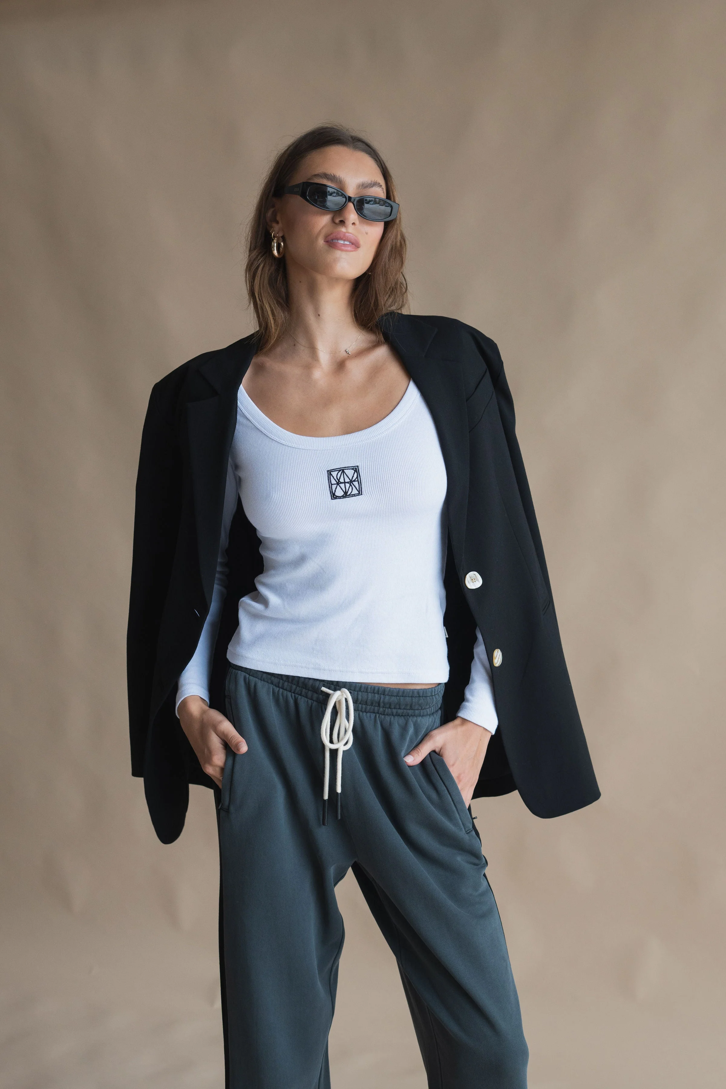 ARAMINTA JAMES Womens Monogram Long Sleeve Top Snow - Image 3