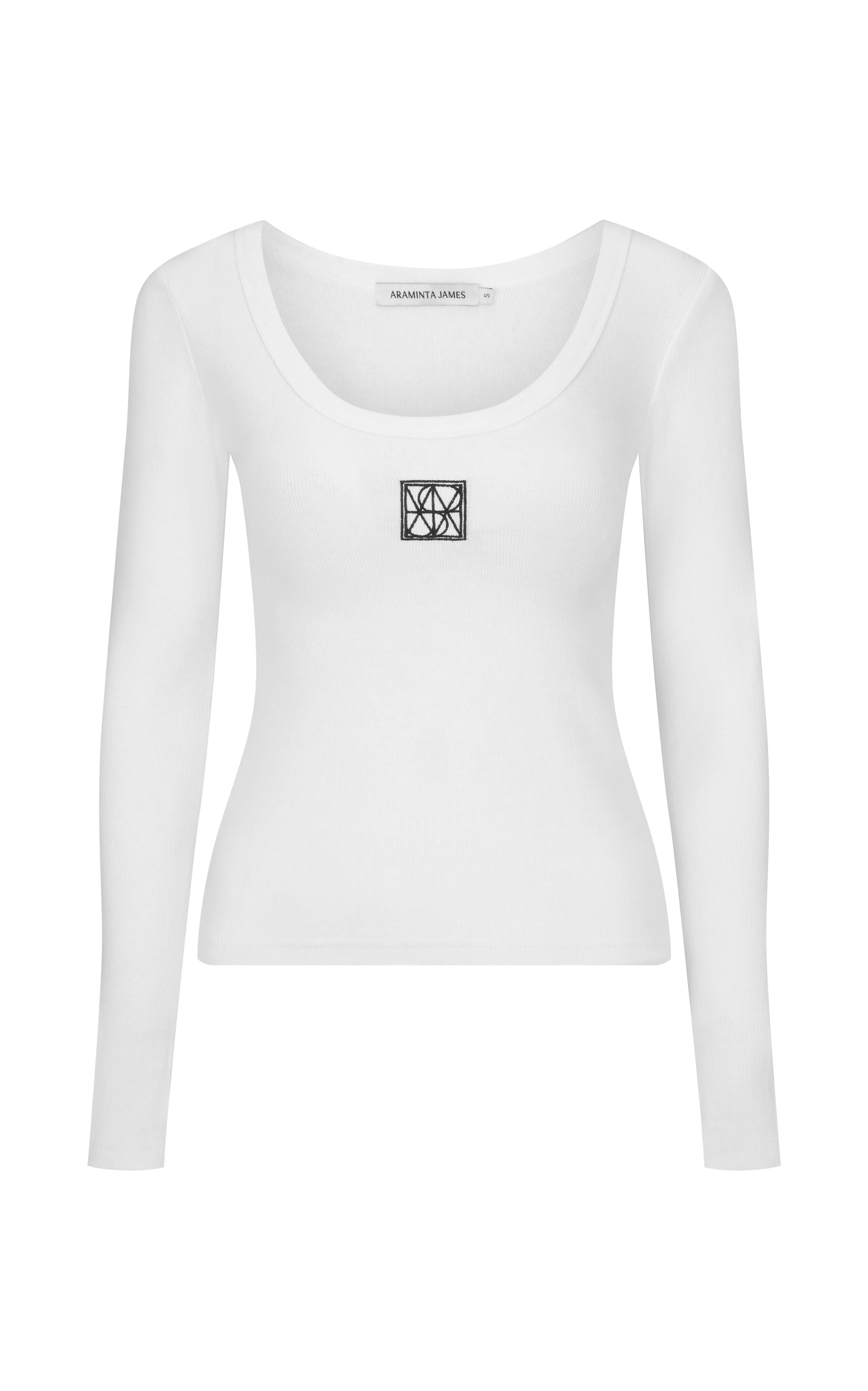 ARAMINTA JAMES Womens Monogram Long Sleeve Top Snow - Image 5