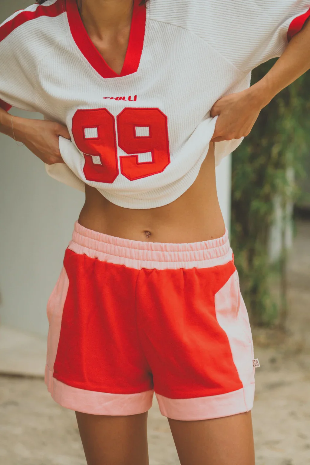 ARAMINTA JAMES Womens Retro Track Short in Poppy Red