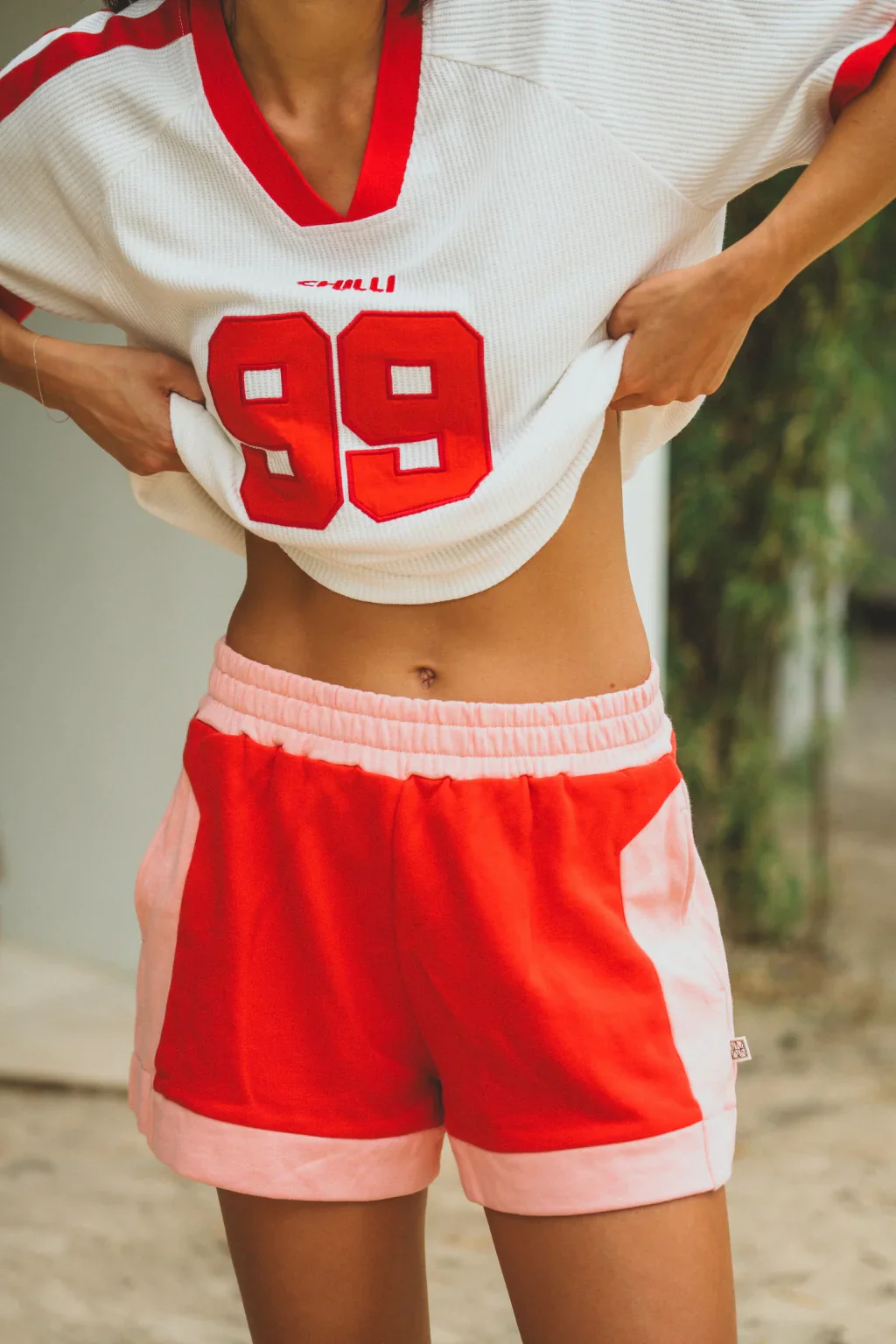ARAMINTA JAMES Womens Retro Track Short in Poppy Red - Image 2