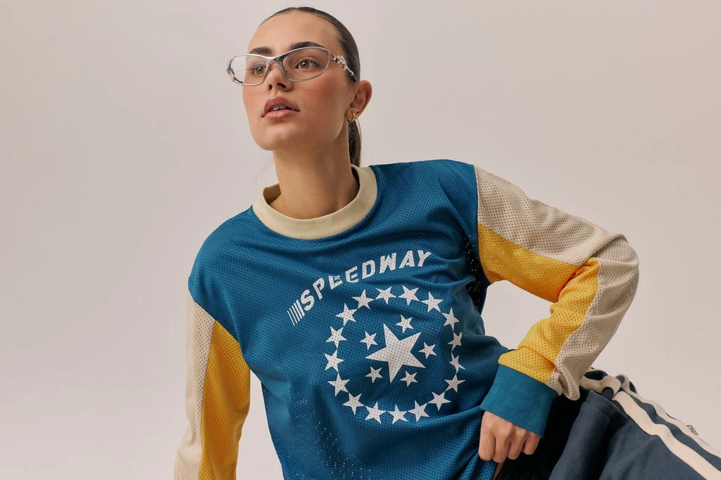 ARAMINTA JAMES Womens Speedway Long Sleeve Tee in Maritime Blue - Image 4