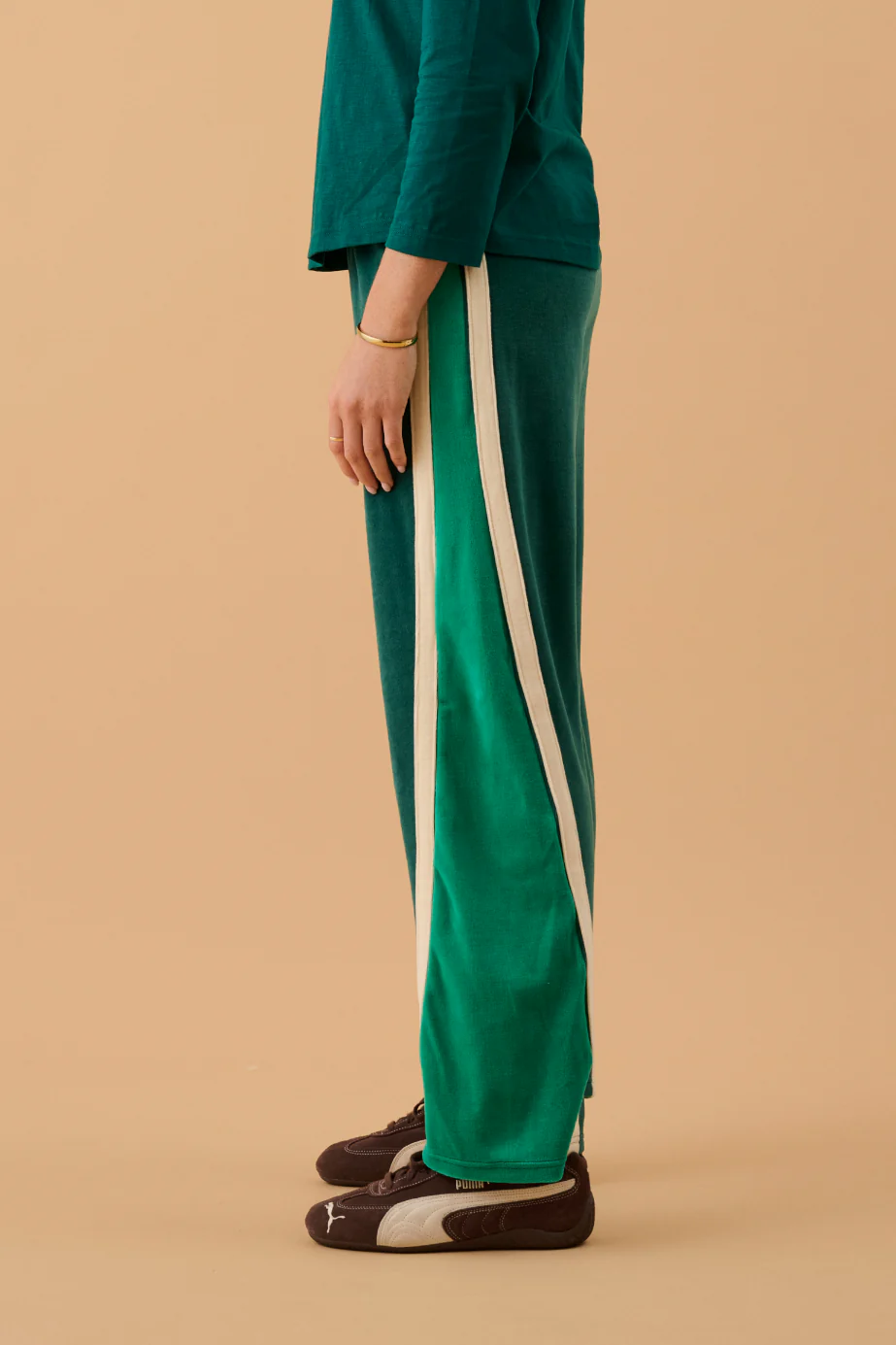 ARAMINTA JAMES Womens Velour Splice Trackpant in Storm Green - Image 4